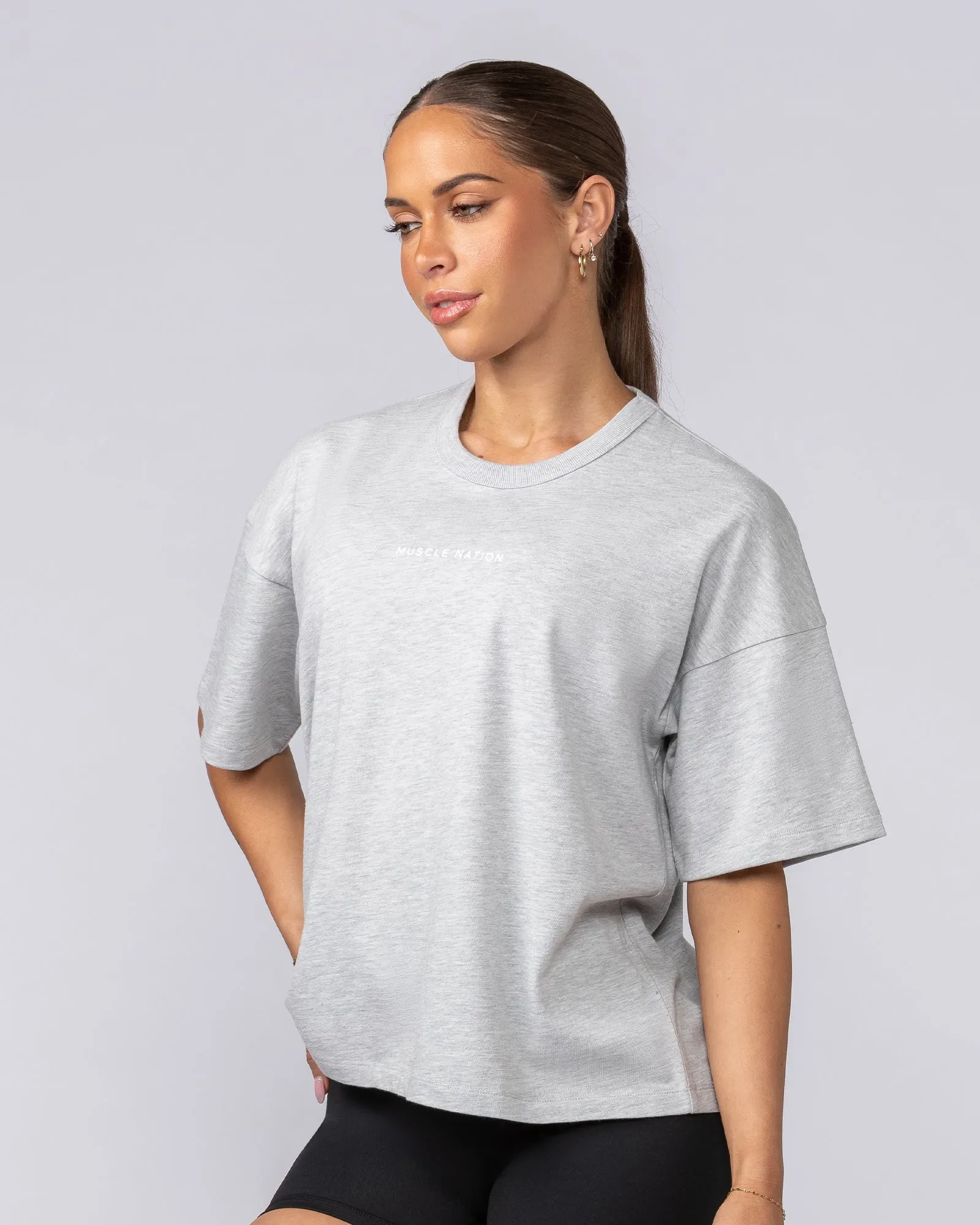 Boxy Fit Tee - Ice Grey Marl sold by Muscle Nation product image thumbnail 2