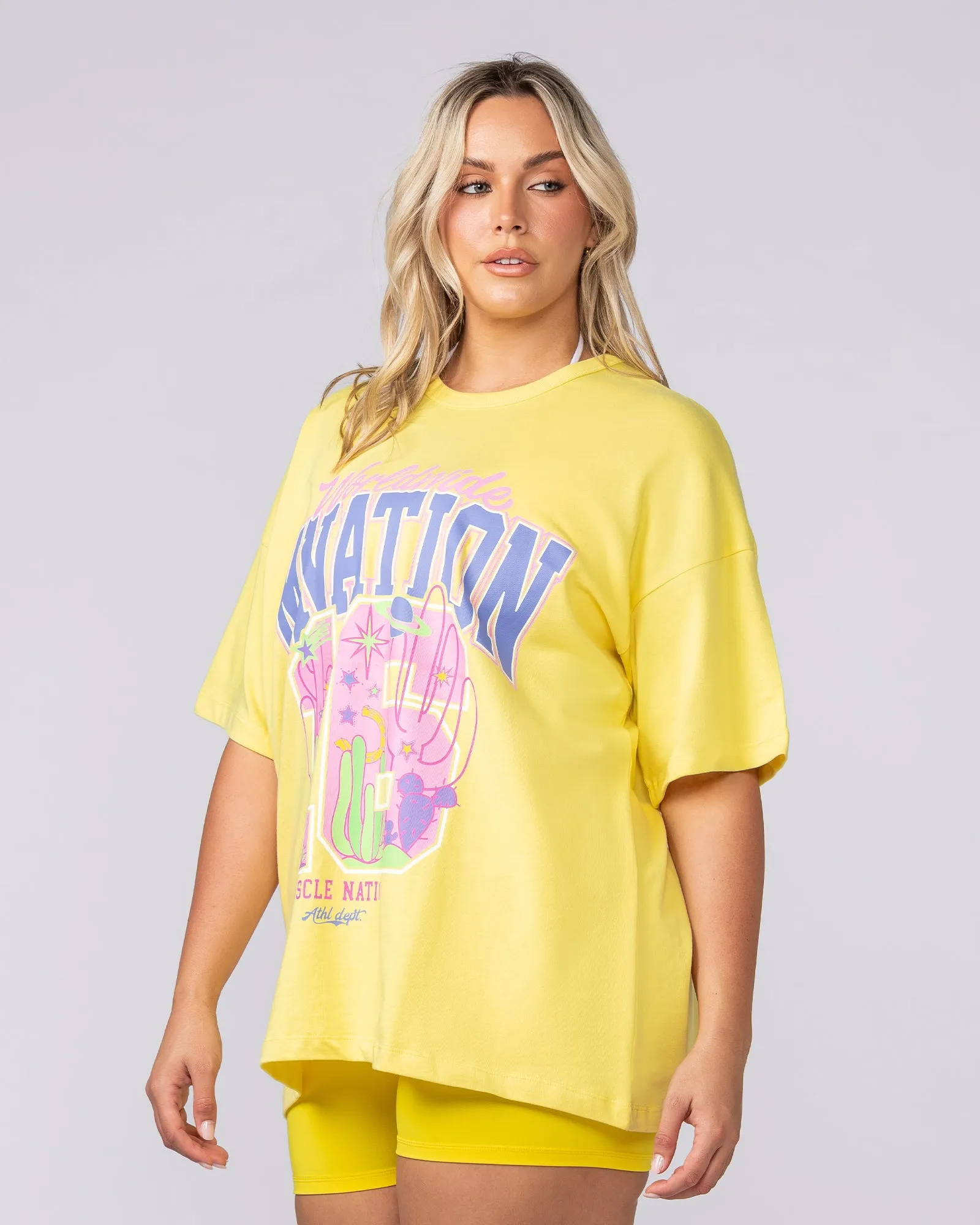 Cosmic Oversized Tee - Pale Buttercup sold by Muscle Nation product image thumbnail 2