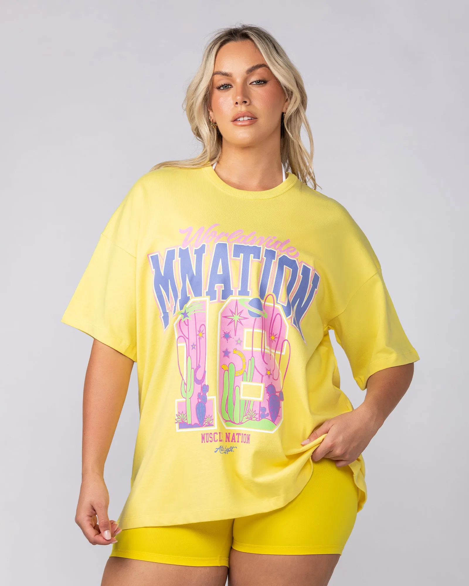 Cosmic Oversized Tee - Pale Buttercup sold by Muscle Nation