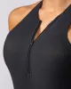 Rib Zip Up One Piece - Black sold by Muscle Nation