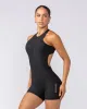 Rib Zip Up One Piece - Black sold by Muscle Nation