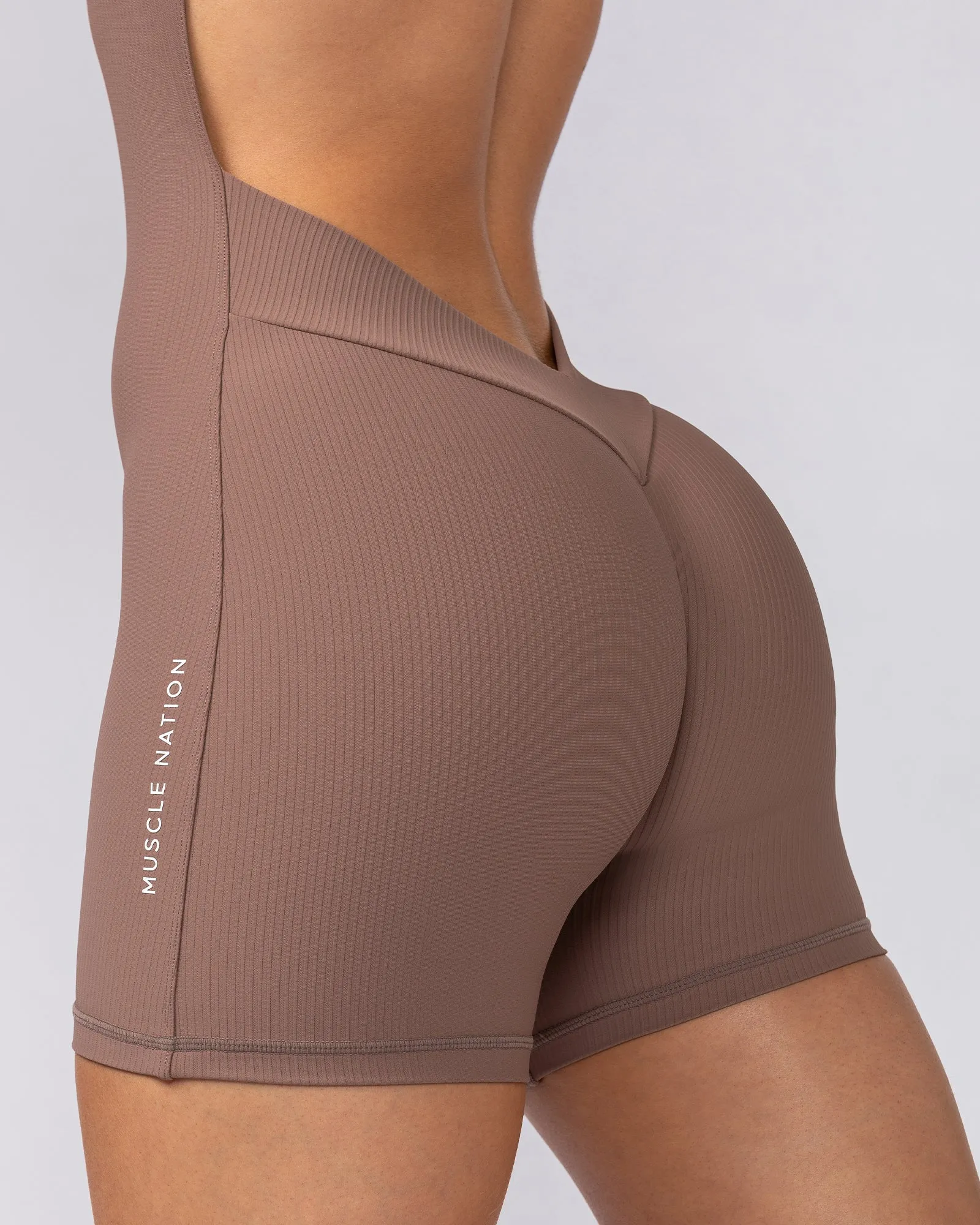 Rib Zip Up One Piece - Frappe sold by Muscle Nation product image thumbnail 5