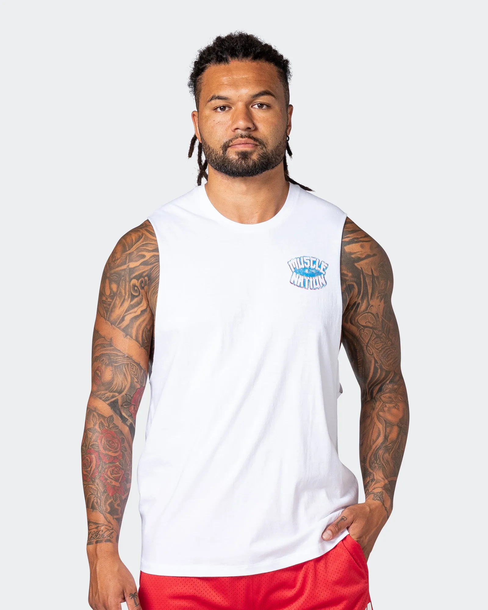 MN Energy Drop Arm Tank - White sold by Muscle Nation product image thumbnail 2