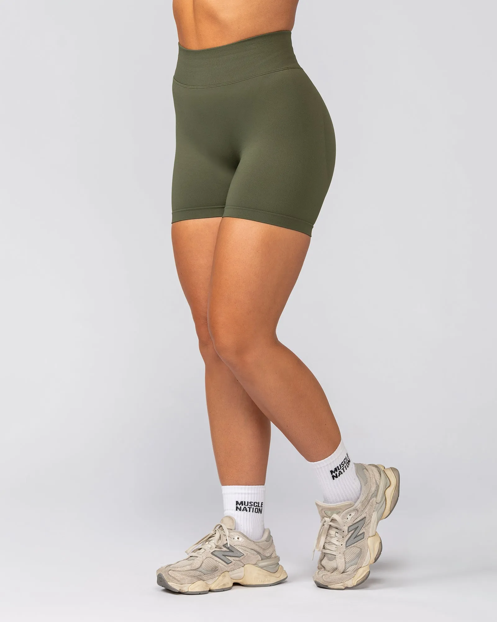 Sculpt Seamless Midway Shorts - Dark Khaki sold by Muscle Nation product image thumbnail 3