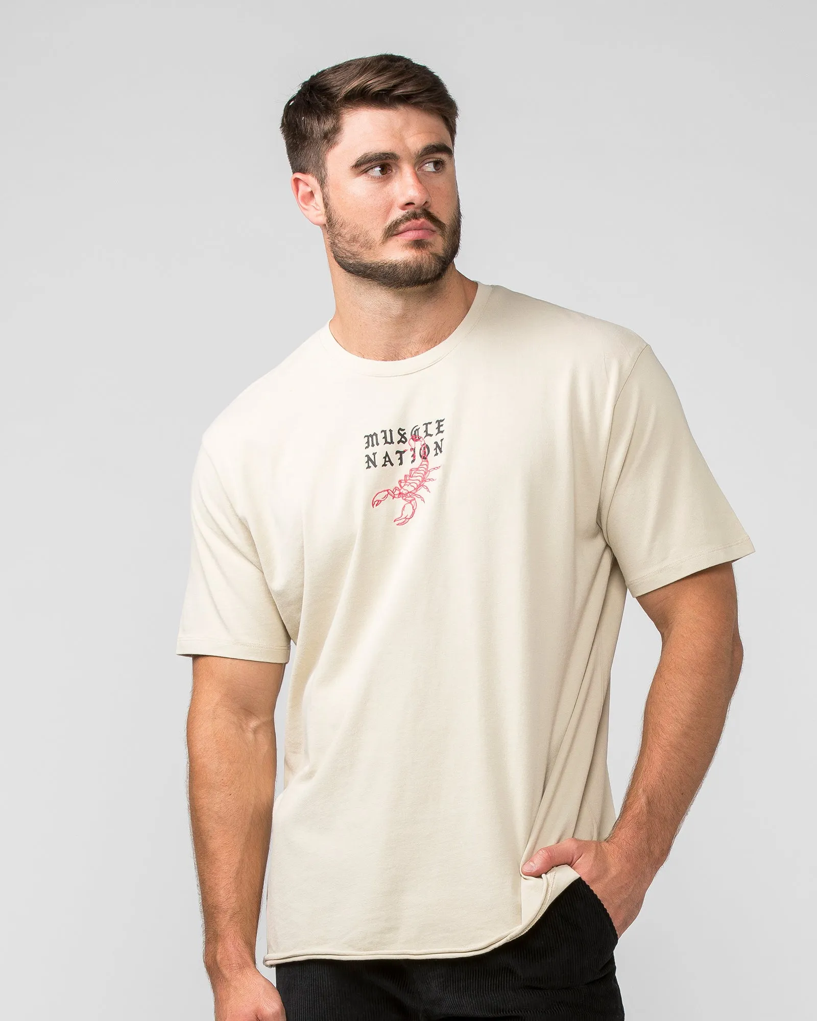 Mens Scorpion Oversized Heavy Vintage Tee - Washed Cream sold by Muscle Nation product image thumbnail 2