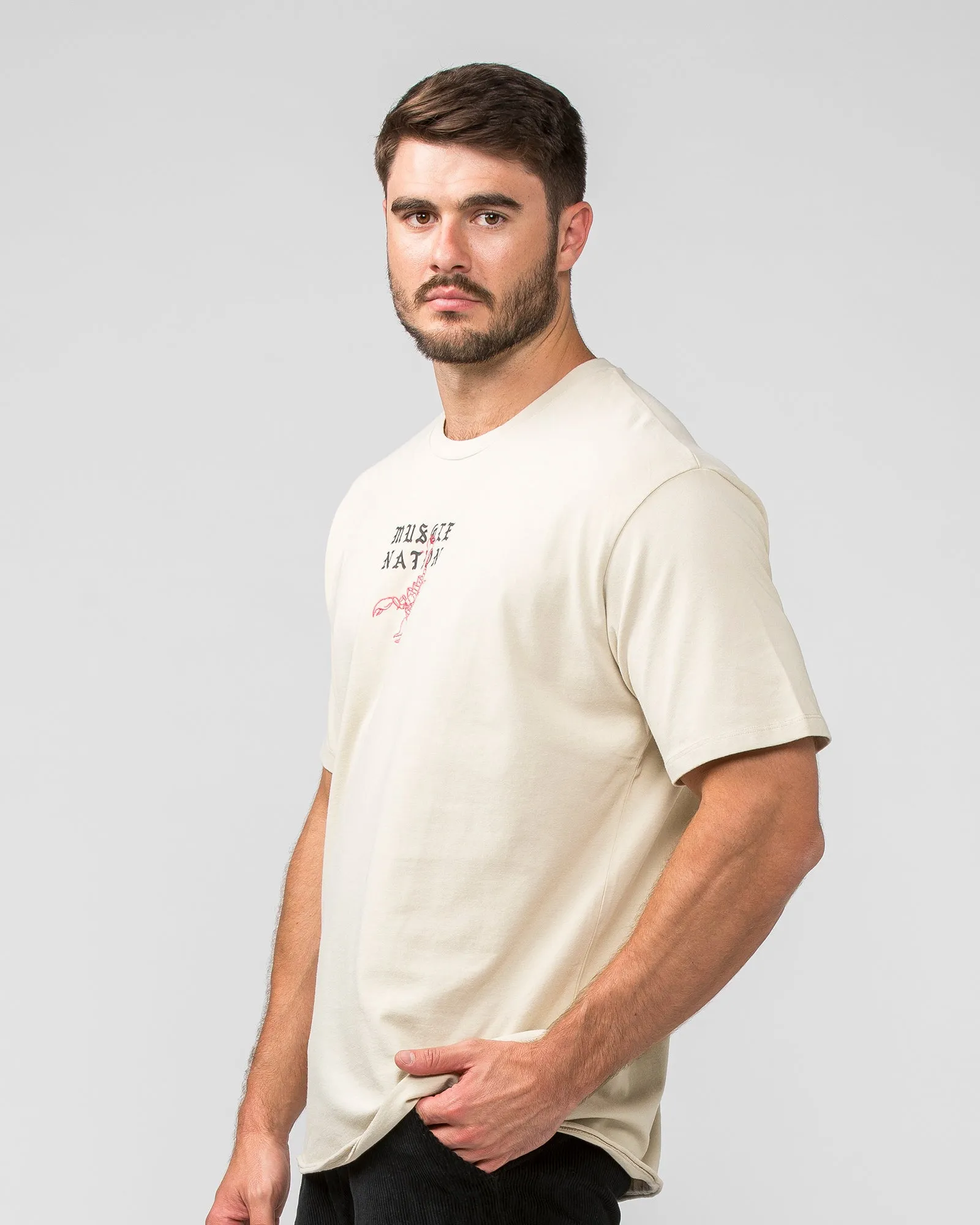 Mens Scorpion Oversized Heavy Vintage Tee - Washed Cream sold by Muscle Nation product image thumbnail 3