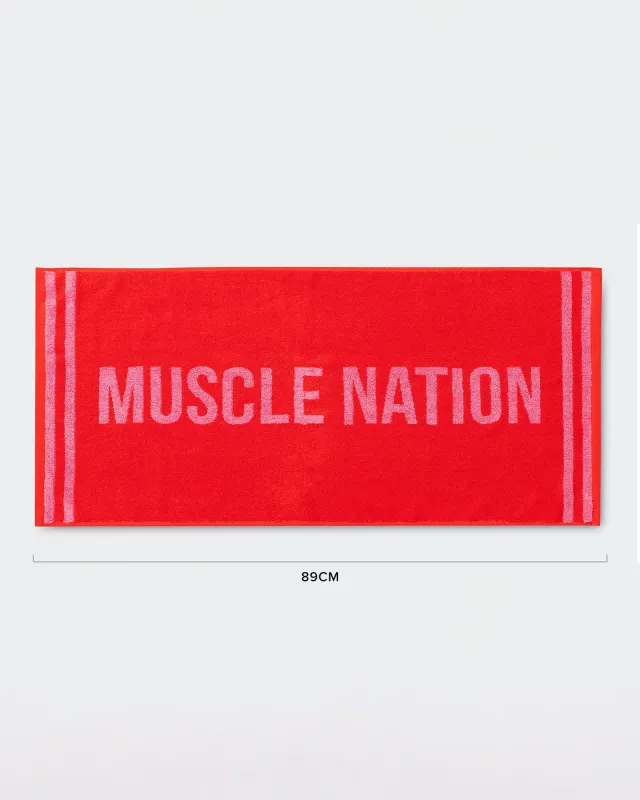 Sweat Towel - Salsa/Hollywood Pink sold by Muscle Nation