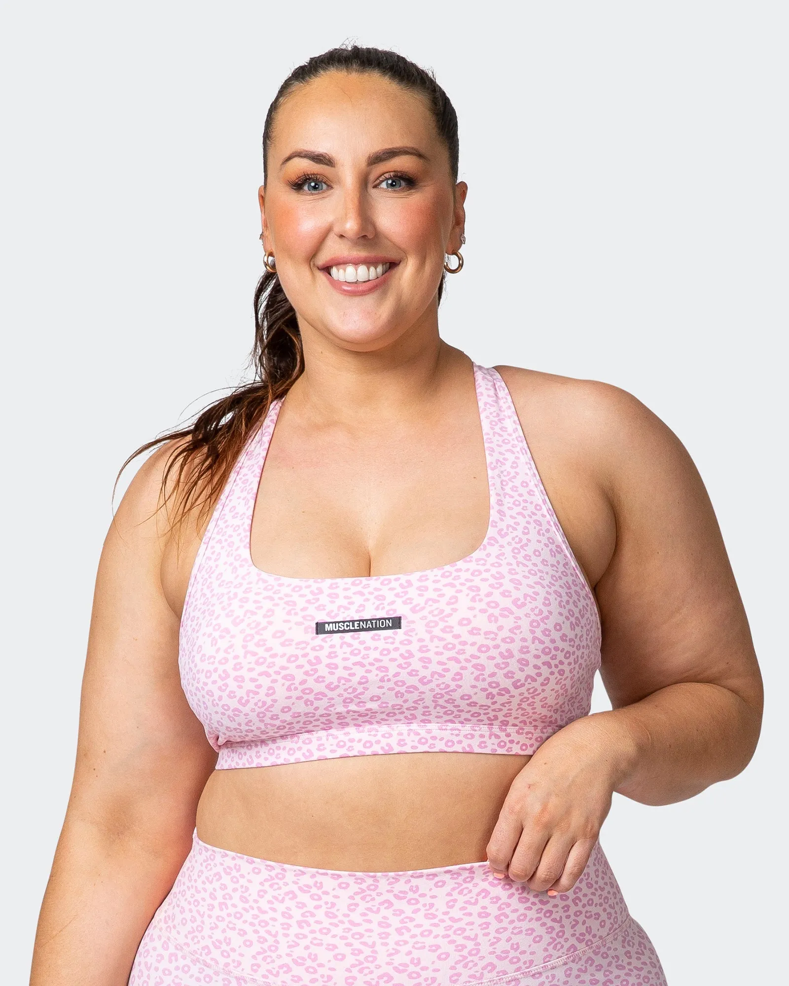 Flex Bra - Rose Quartz Mini Cheetah Print sold by Muscle Nation