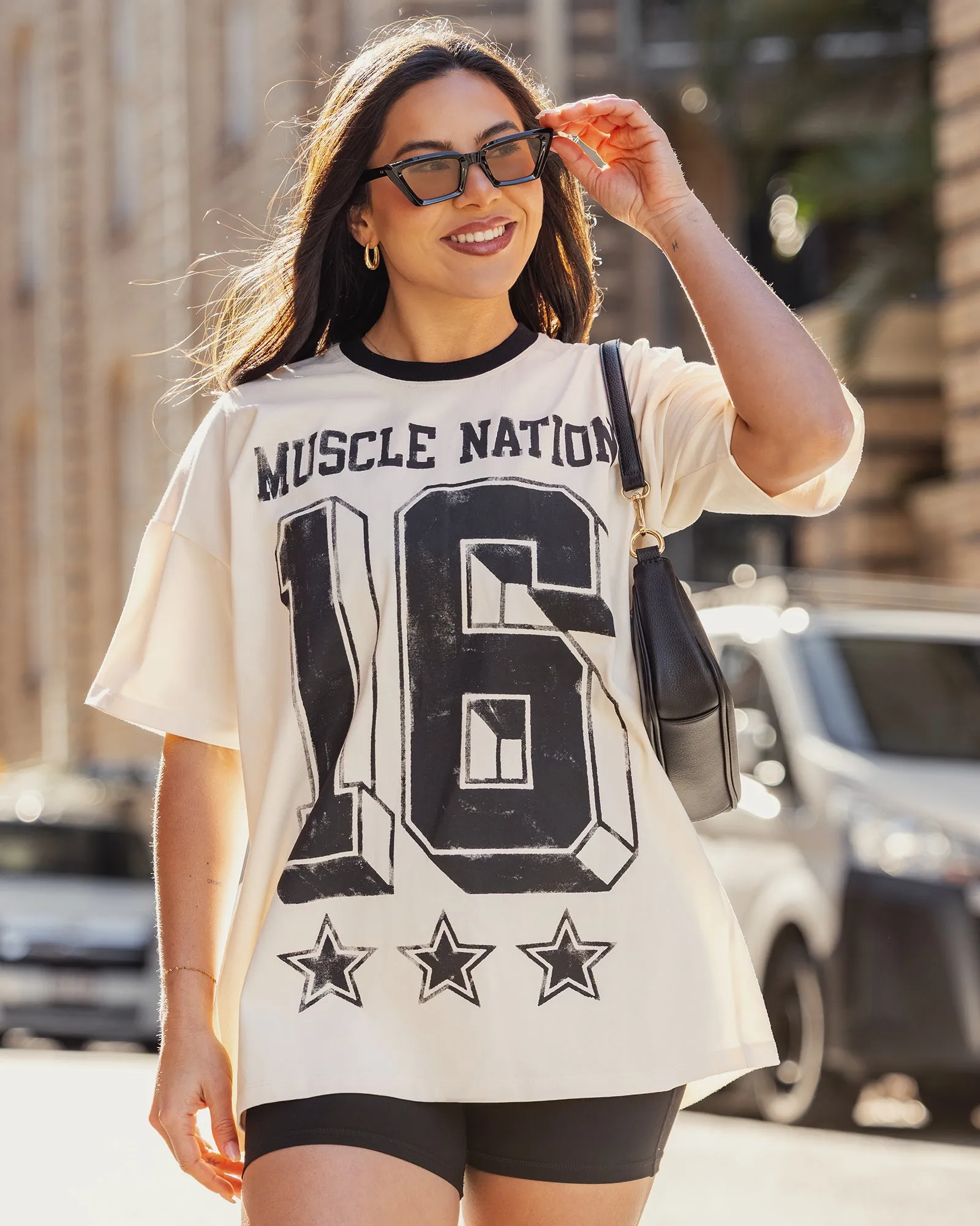 Numero Oversized Tee - Travertine sold by Muscle Nation