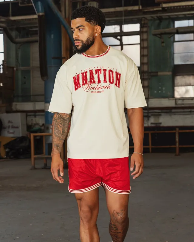 Ringer Oversized Tee - Travertine sold by Muscle Nation