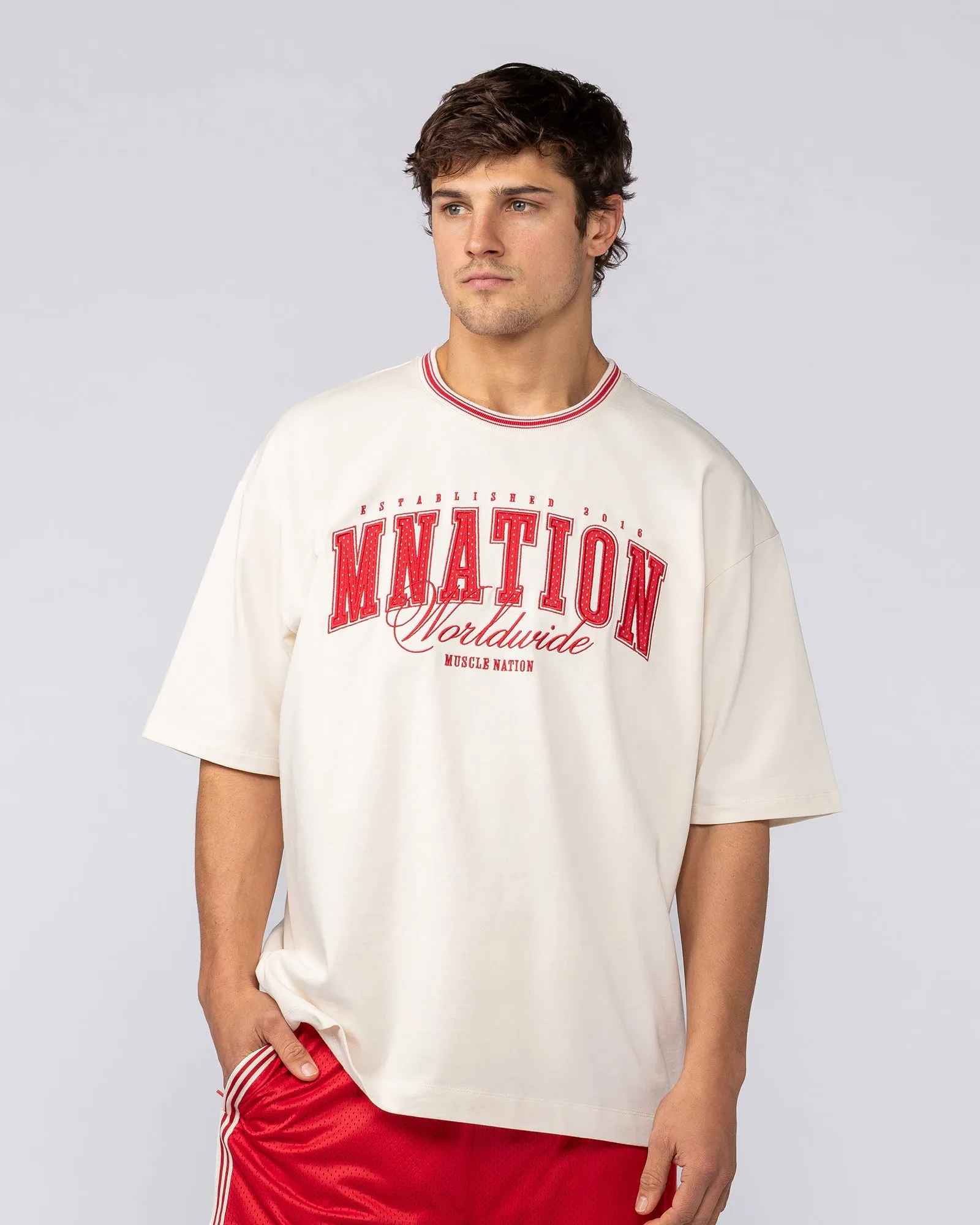 Ringer Oversized Tee - Travertine sold by Muscle Nation product image thumbnail 2