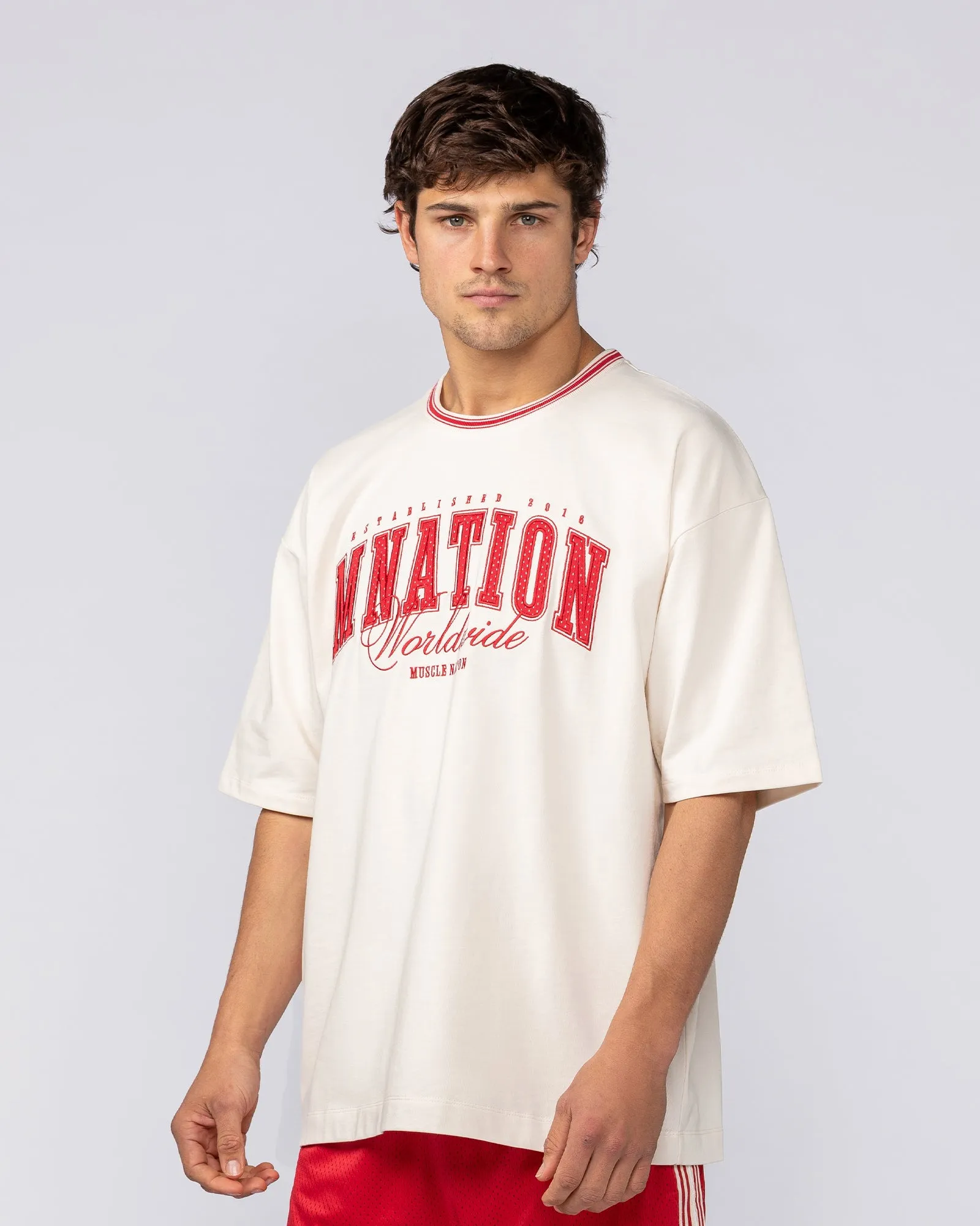 Ringer Oversized Tee - Travertine sold by Muscle Nation product image thumbnail 4