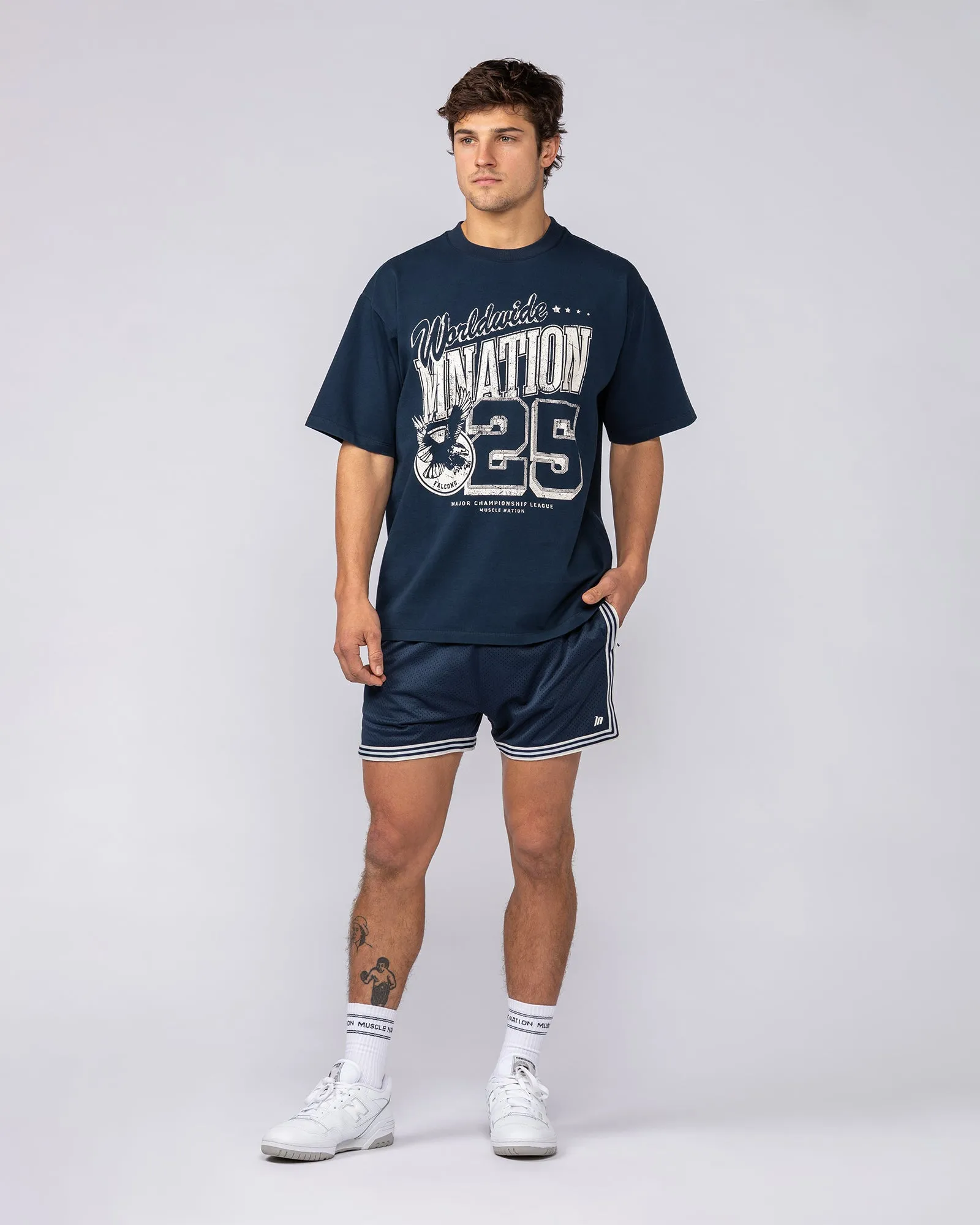 Retro Mesh Training 4" Shorts - Navy sold by Muscle Nation product image thumbnail 5