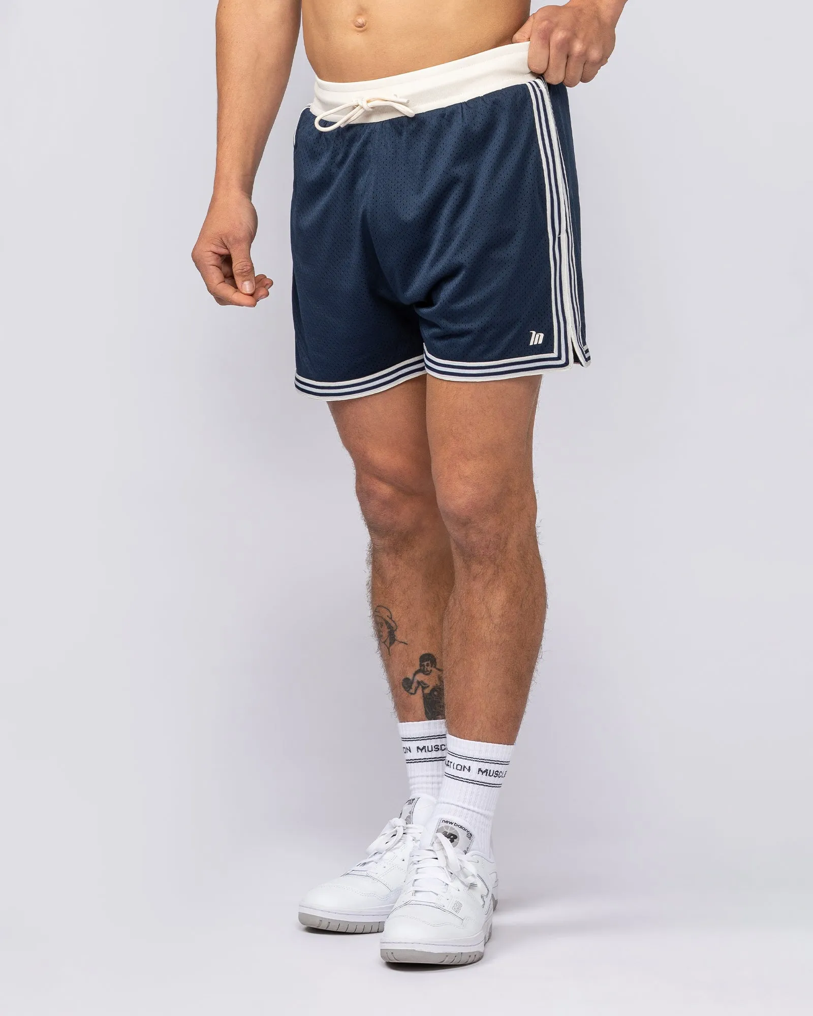 Retro Mesh Training 4" Shorts - Navy sold by Muscle Nation