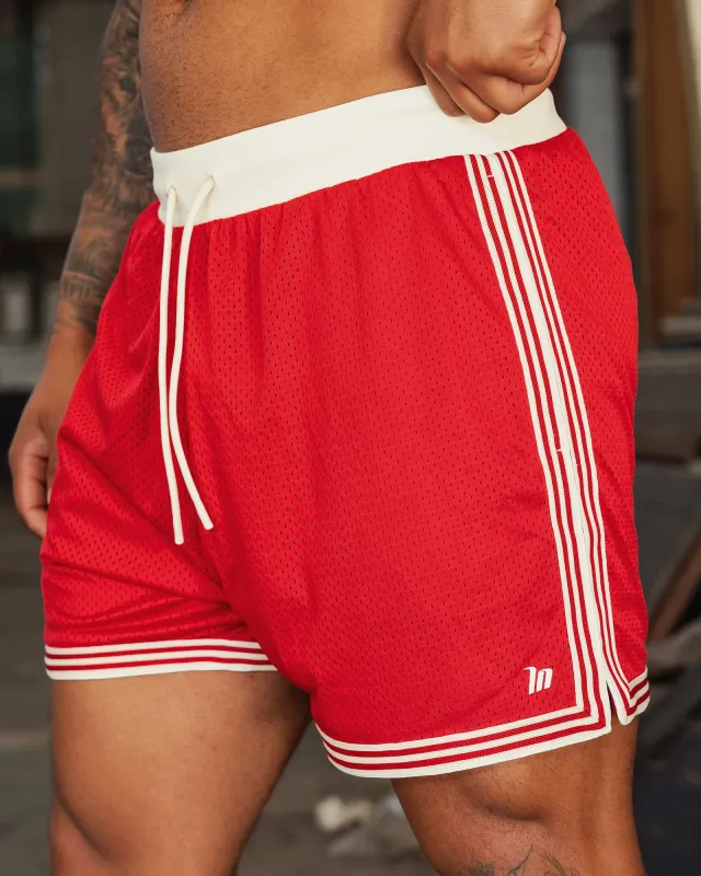 Retro Mesh Training 4" Shorts - Urban Red made by Muscle Nation