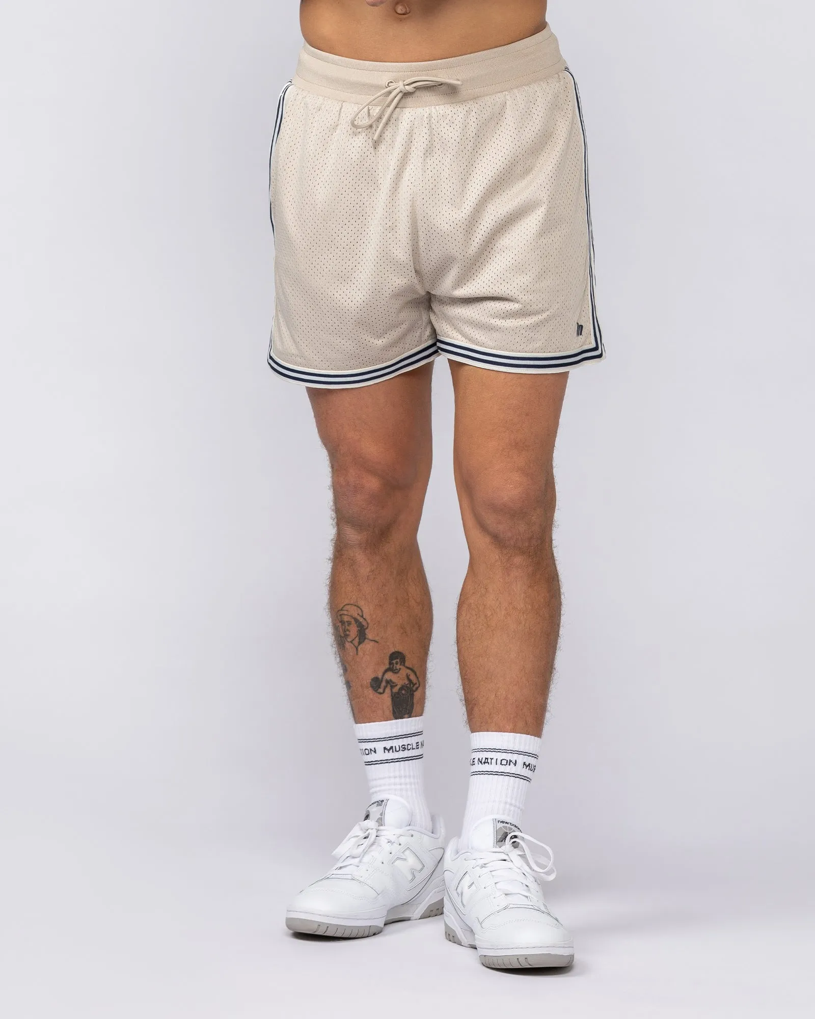 Retro Mesh Training 4" Shorts - Beige sold by Muscle Nation product image thumbnail 2