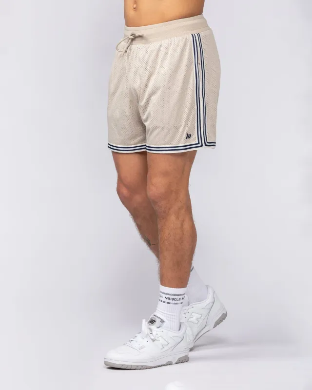 Retro Mesh Training 4" Shorts - Beige made by Muscle Nation