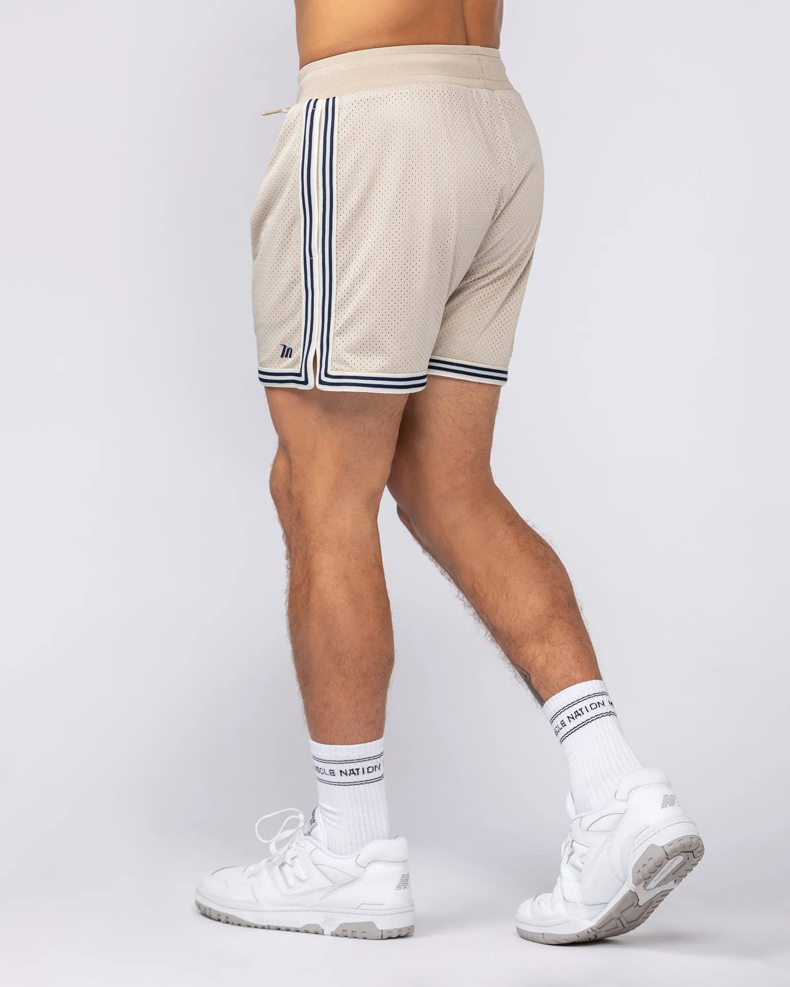 Retro Mesh Training 4" Shorts - Beige sold by Muscle Nation product image thumbnail 3