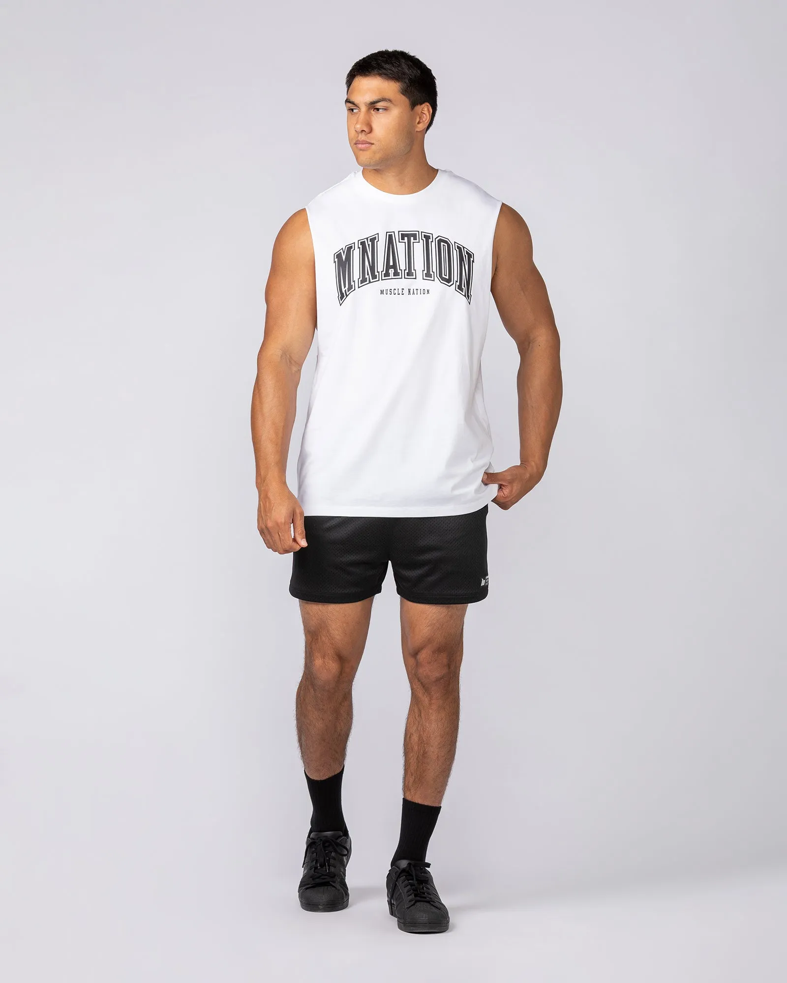 Varsity Training Drop Arm Tank - White sold by Muscle Nation product image thumbnail 5