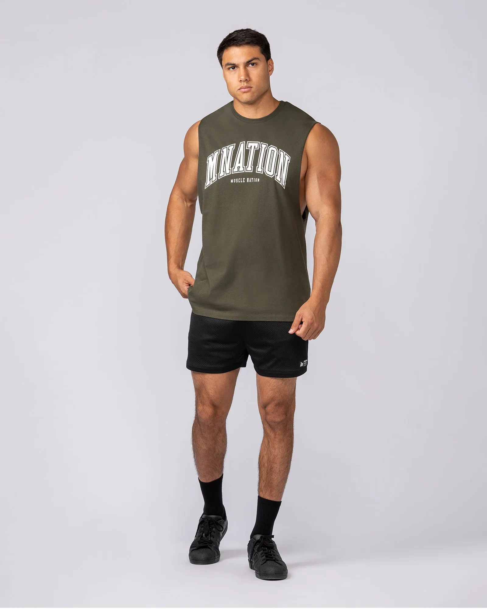 Varsity Training Drop Arm Tank - Dark Khaki sold by Muscle Nation product image thumbnail 5