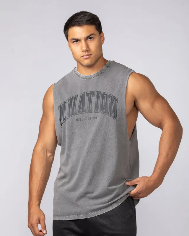 Varsity Training Drop Arm Vintage Tank - Washed Tornado sold by Muscle Nation