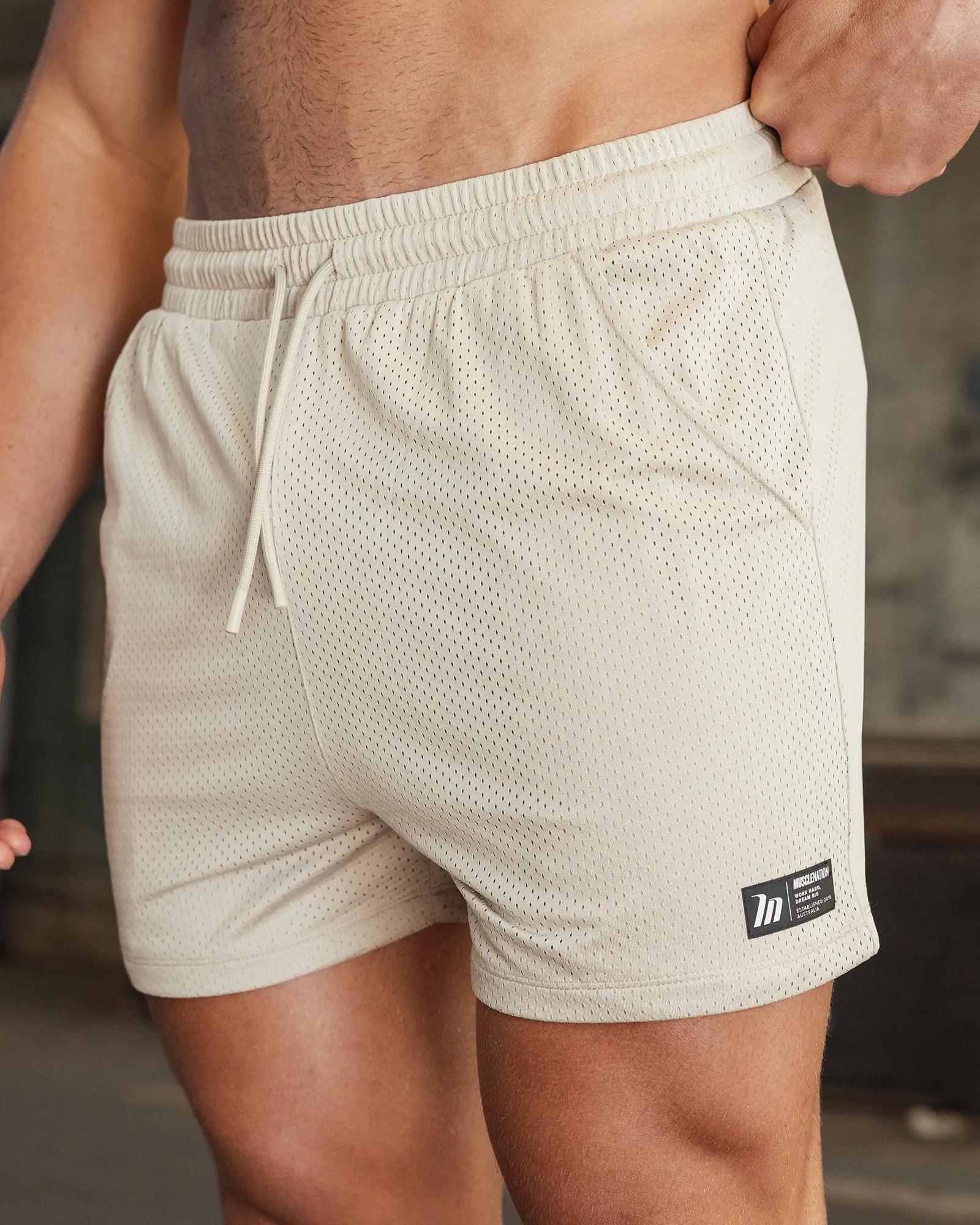 Lay Up 3.5" Shorts - Beige sold by Muscle Nation