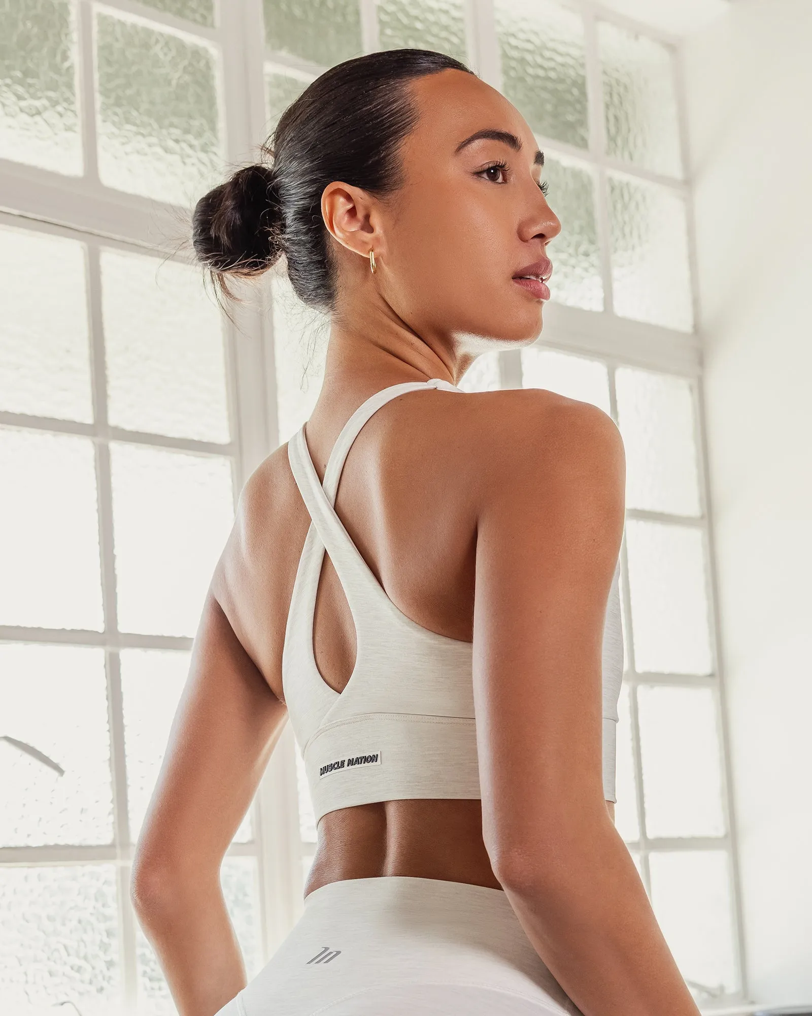 Allure Longline Bra - White Grey Marl sold by Muscle Nation