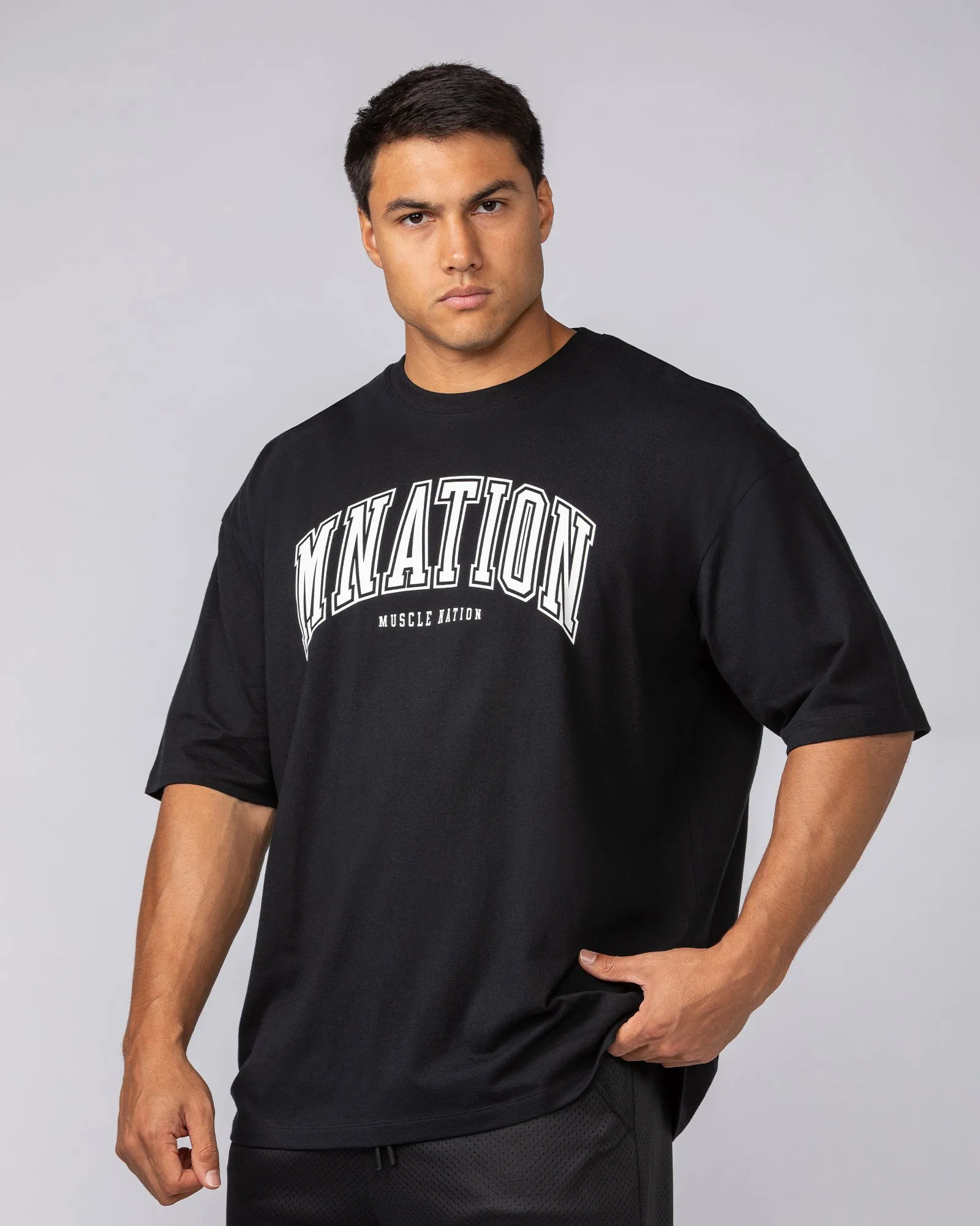 Varsity Training Oversized Tee - Black sold by Muscle Nation