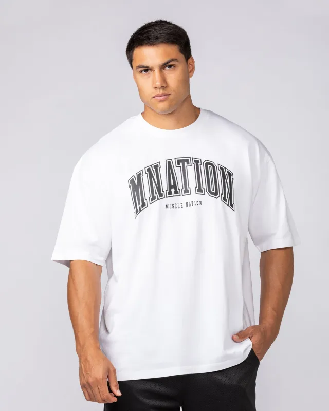 Varsity Training Oversized Tee - White sold by Muscle Nation