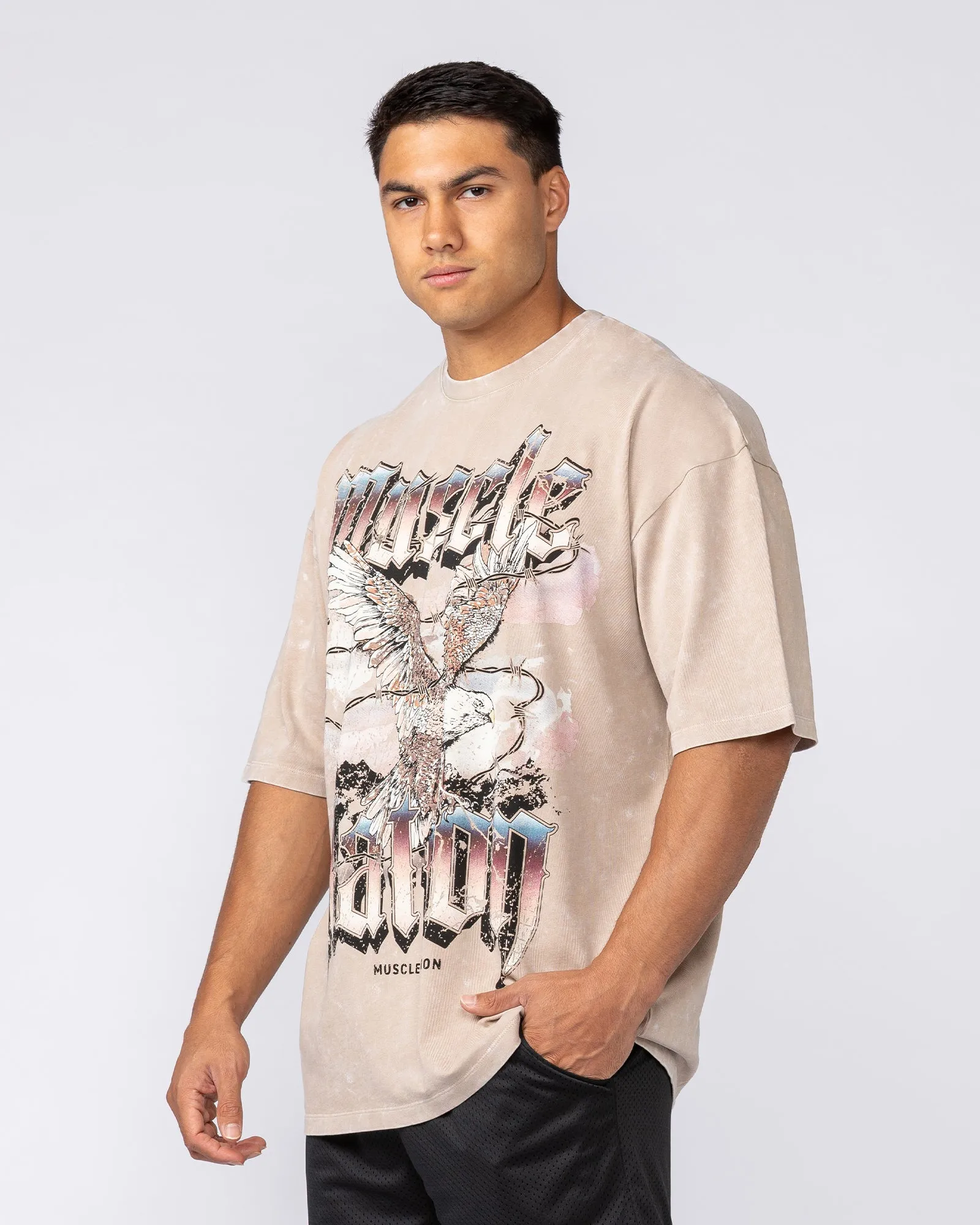 Take Flight Vintage Oversized Tee - Washed Beige sold by Muscle Nation product image thumbnail 3