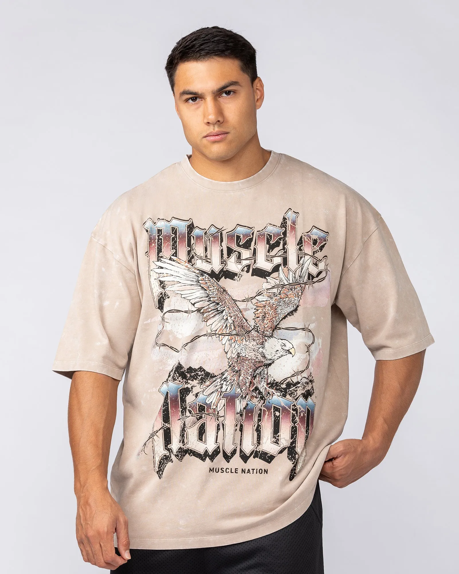 Take Flight Vintage Oversized Tee - Washed Beige sold by Muscle Nation product image thumbnail 2