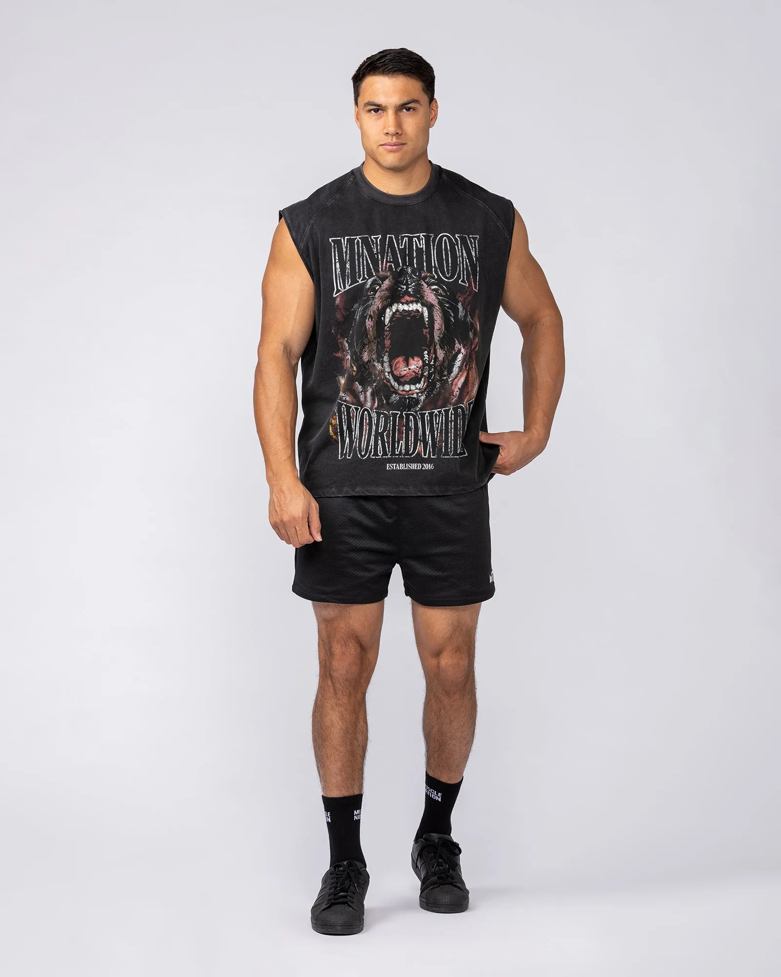 Unleashed Oversized Vintage Boxy Muscle Tank - Washed Black sold by Muscle Nation product image thumbnail 5