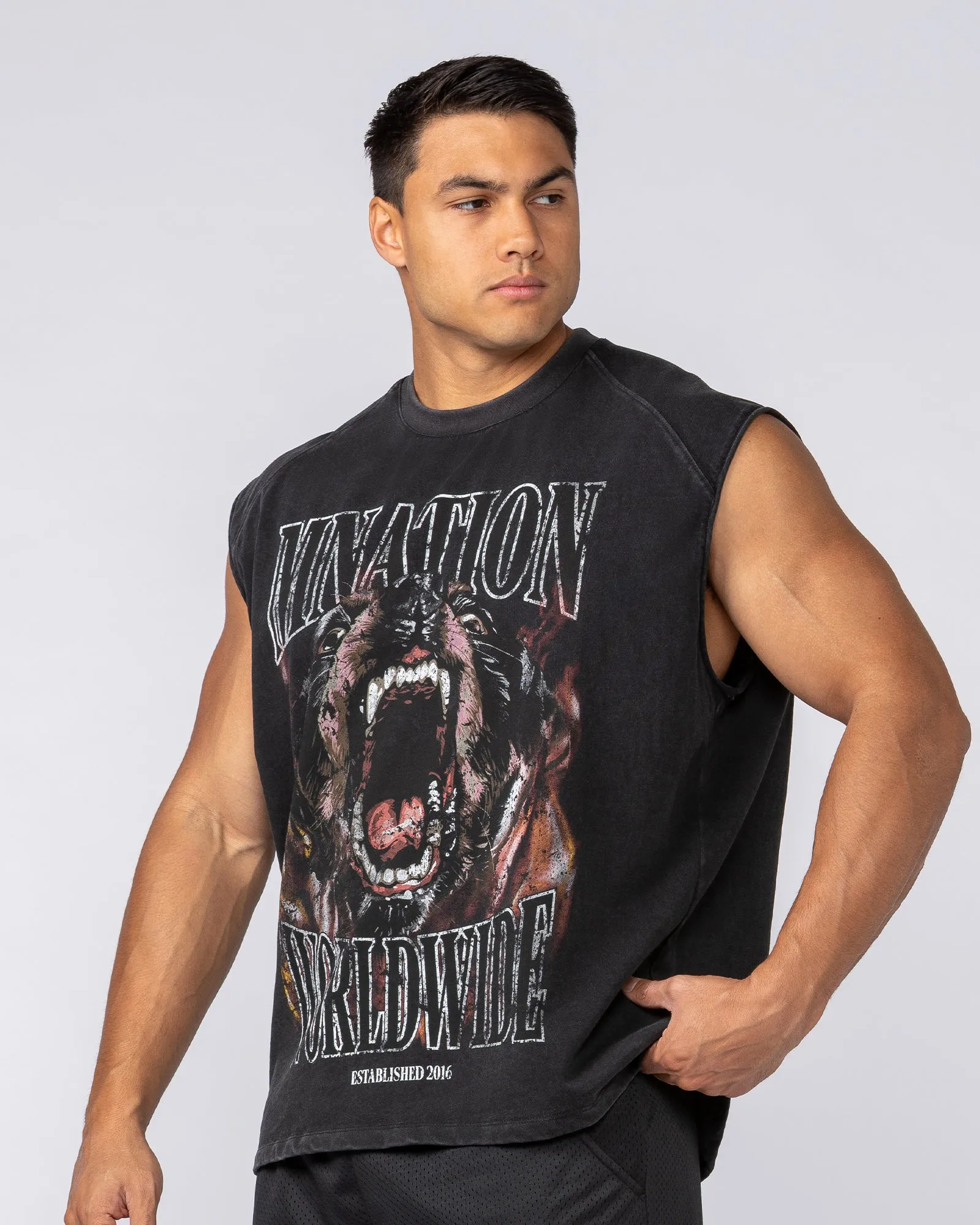 Unleashed Oversized Vintage Boxy Muscle Tank - Washed Black sold by Muscle Nation product image thumbnail 2