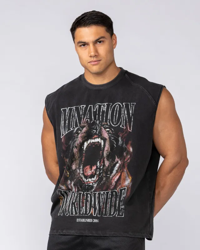 Unleashed Oversized Vintage Boxy Muscle Tank - Washed Black sold by Muscle Nation