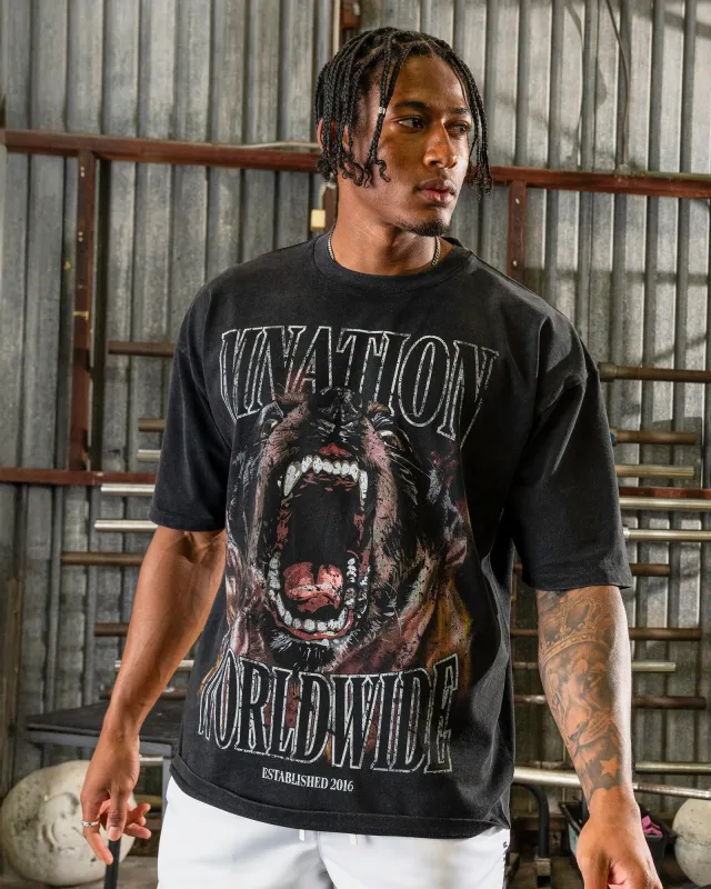 Unleashed Oversized Vintage Tee - Washed Black sold by Muscle Nation