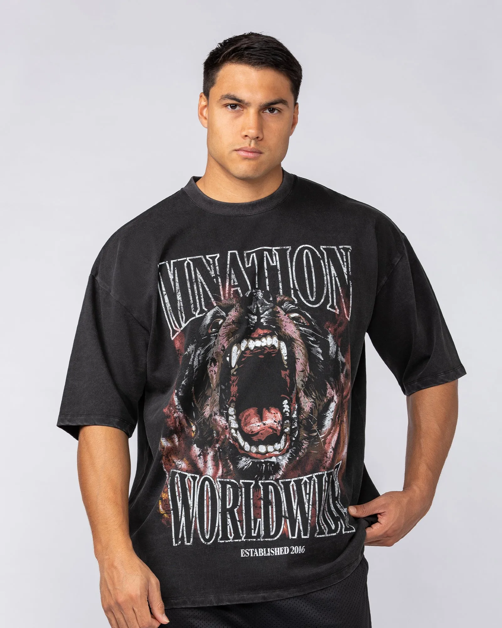 Unleashed Oversized Vintage Tee - Washed Black sold by Muscle Nation product image thumbnail 2