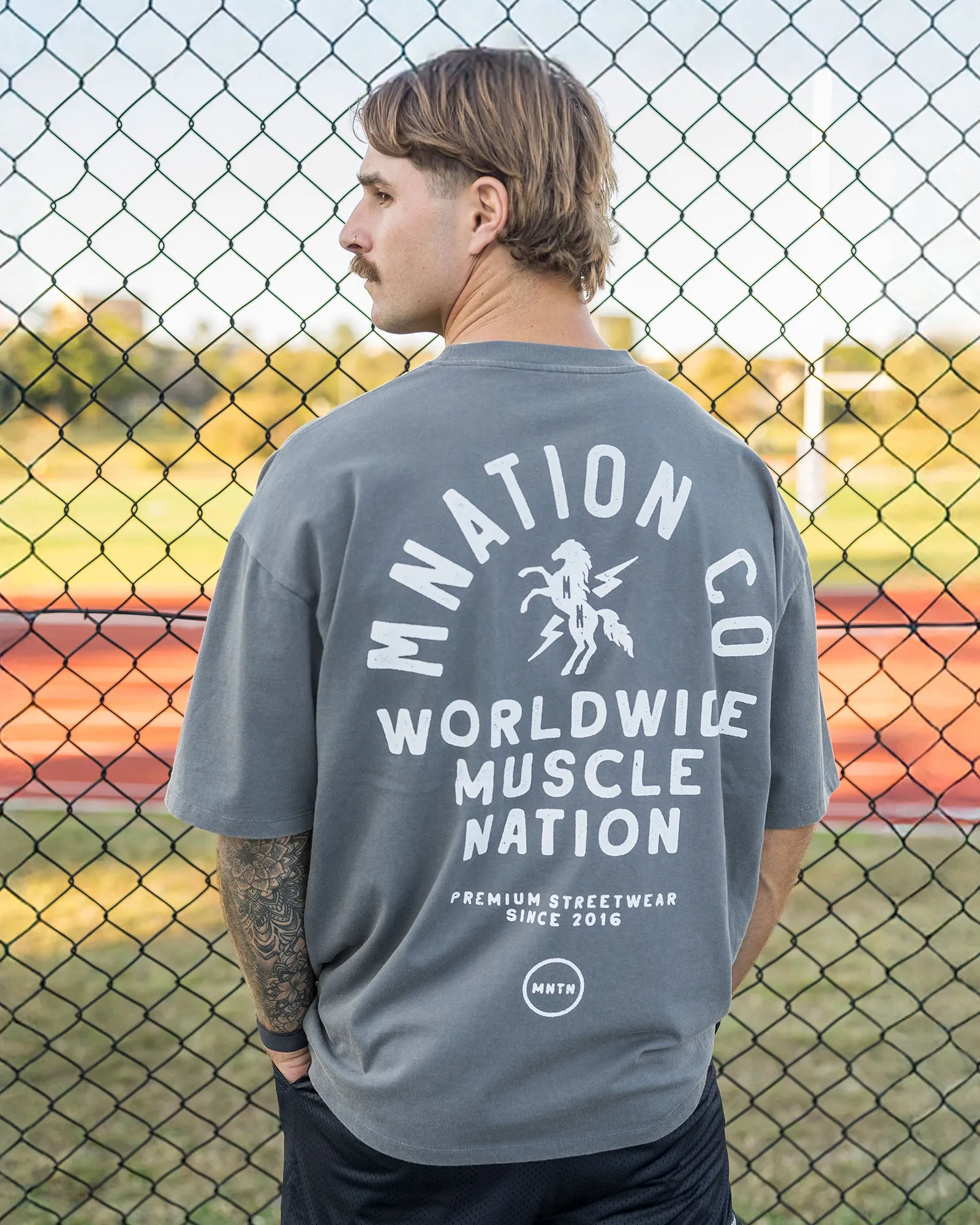 MNation Co Vintage Oversized Tee - Washed Charcoal sold by Muscle Nation