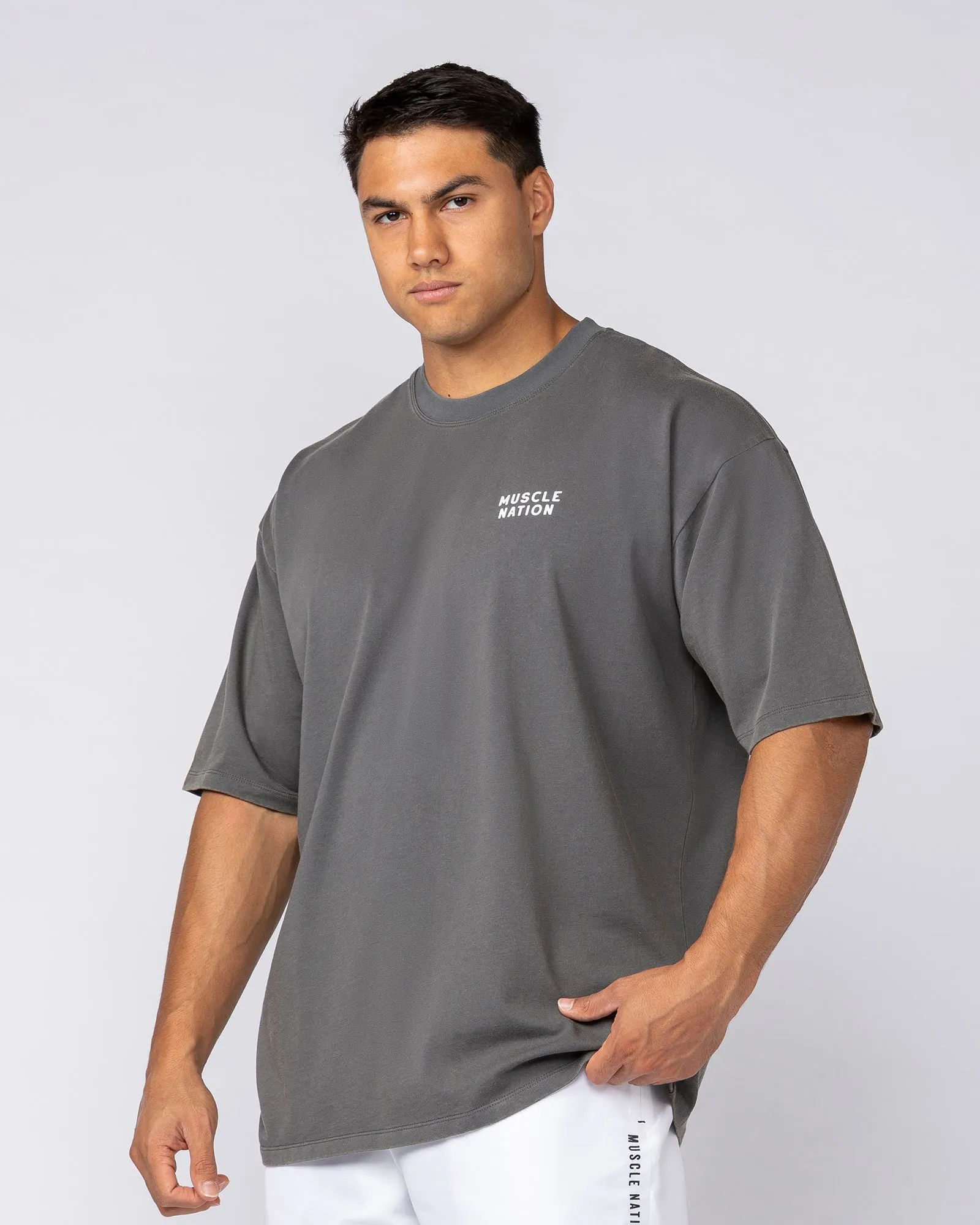 MNation Co Vintage Oversized Tee - Washed Charcoal sold by Muscle Nation product image thumbnail 4