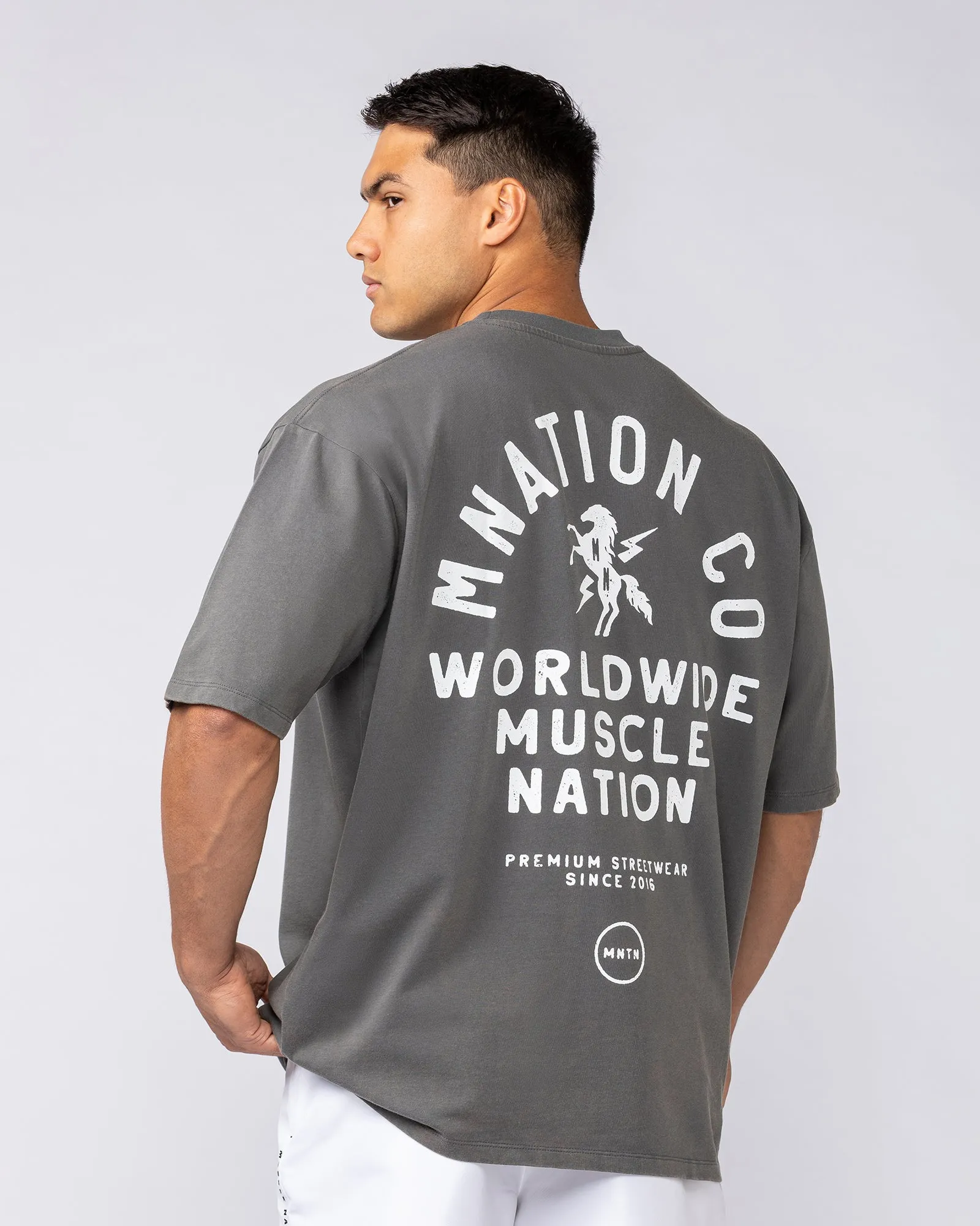 MNation Co Vintage Oversized Tee - Washed Charcoal sold by Muscle Nation product image thumbnail 2
