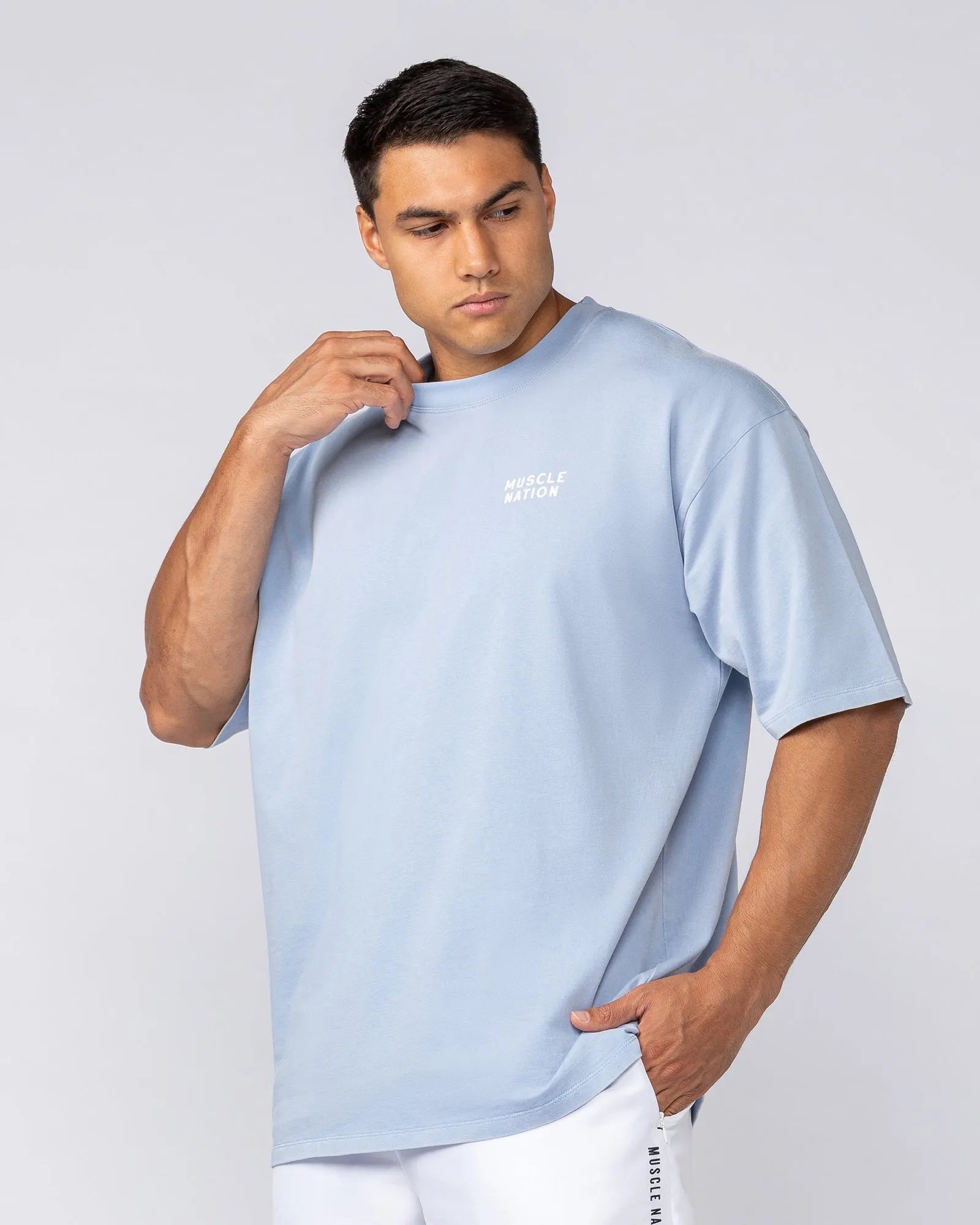 MNation Co Vintage Oversized Tee - Washed Sky sold by Muscle Nation product image thumbnail 2