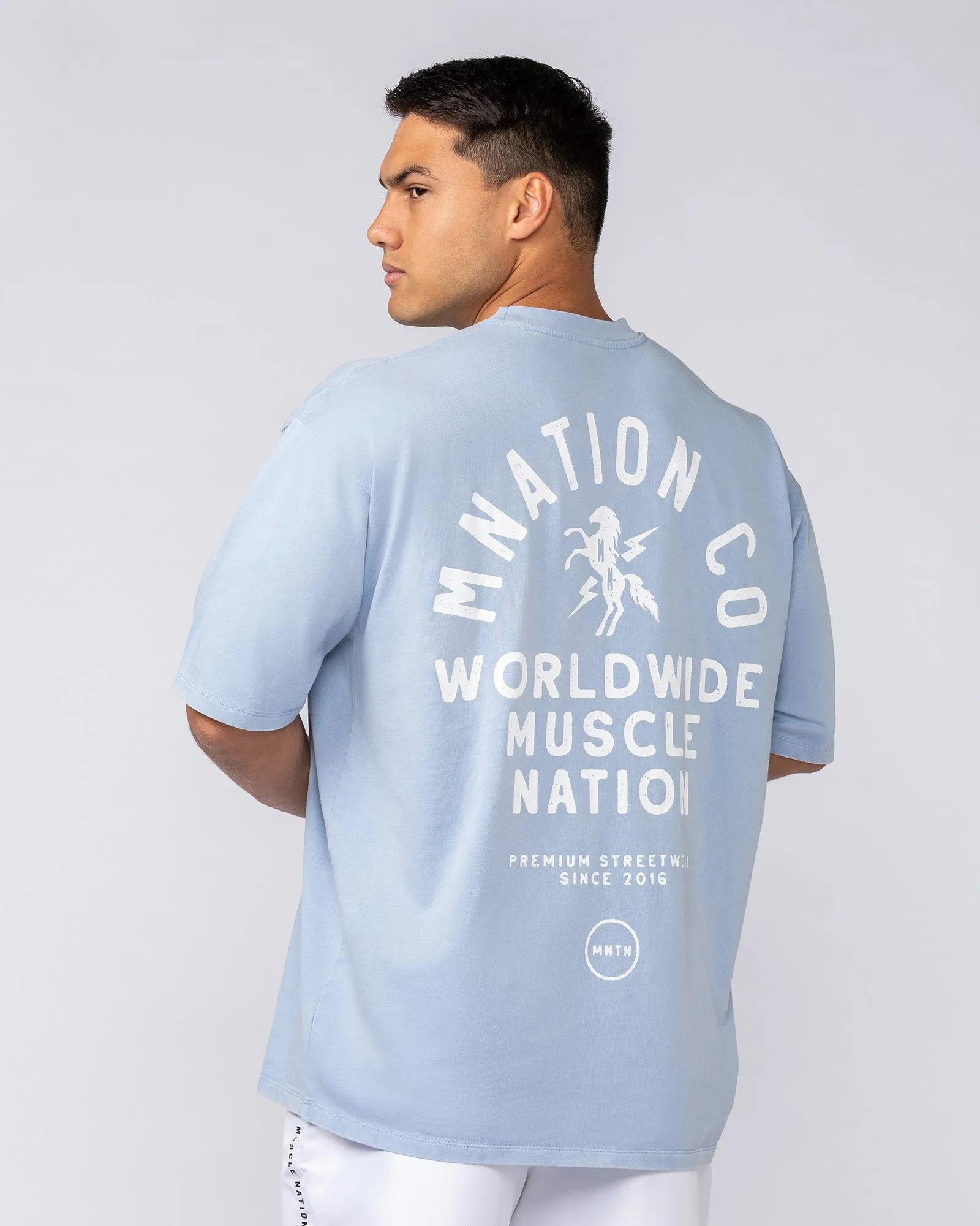 MNation Co Vintage Oversized Tee - Washed Sky sold by Muscle Nation
