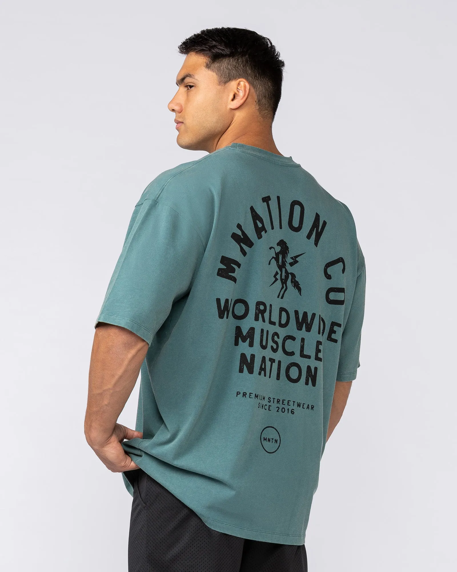 MNation Co Vintage Oversized Tee - Washed Shark sold by Muscle Nation