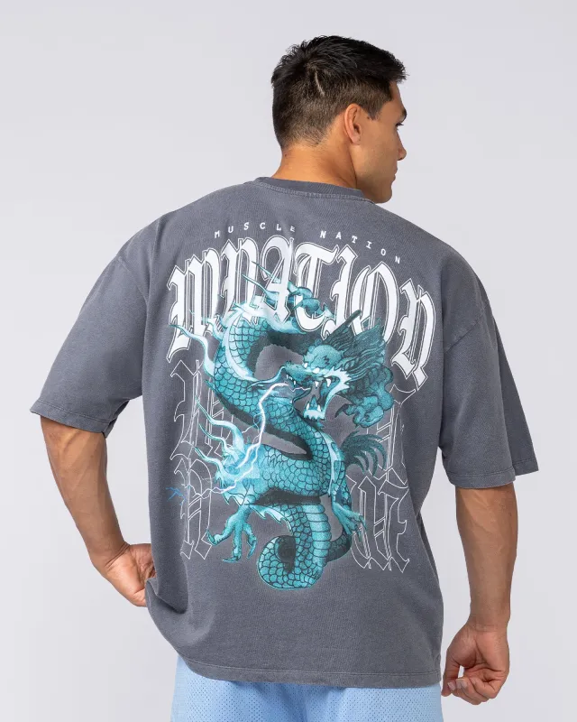 Savage Oversized Vintage Tee - Washed Grey sold by Muscle Nation