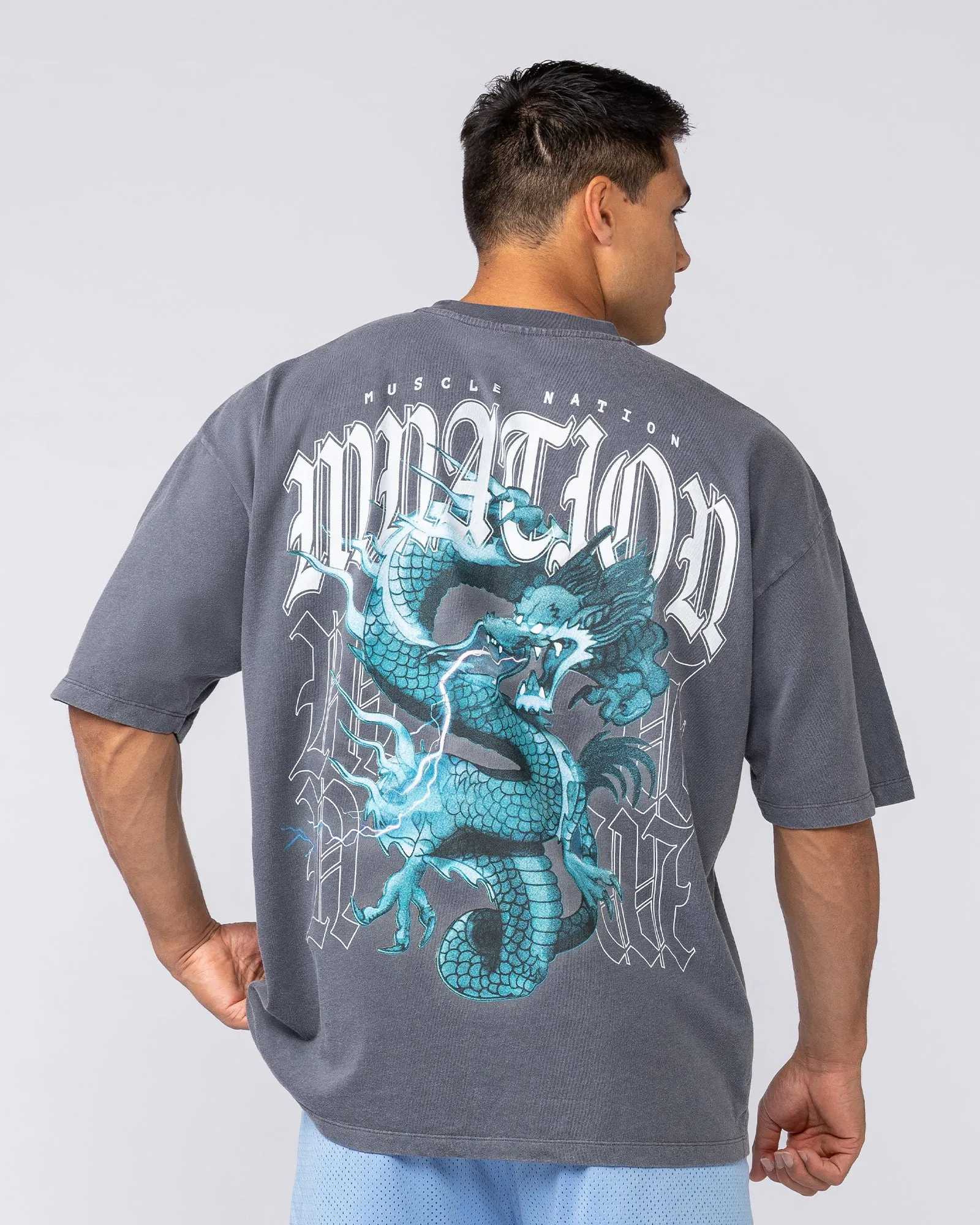 Savage Oversized Vintage Tee - Washed Grey sold by Muscle Nation