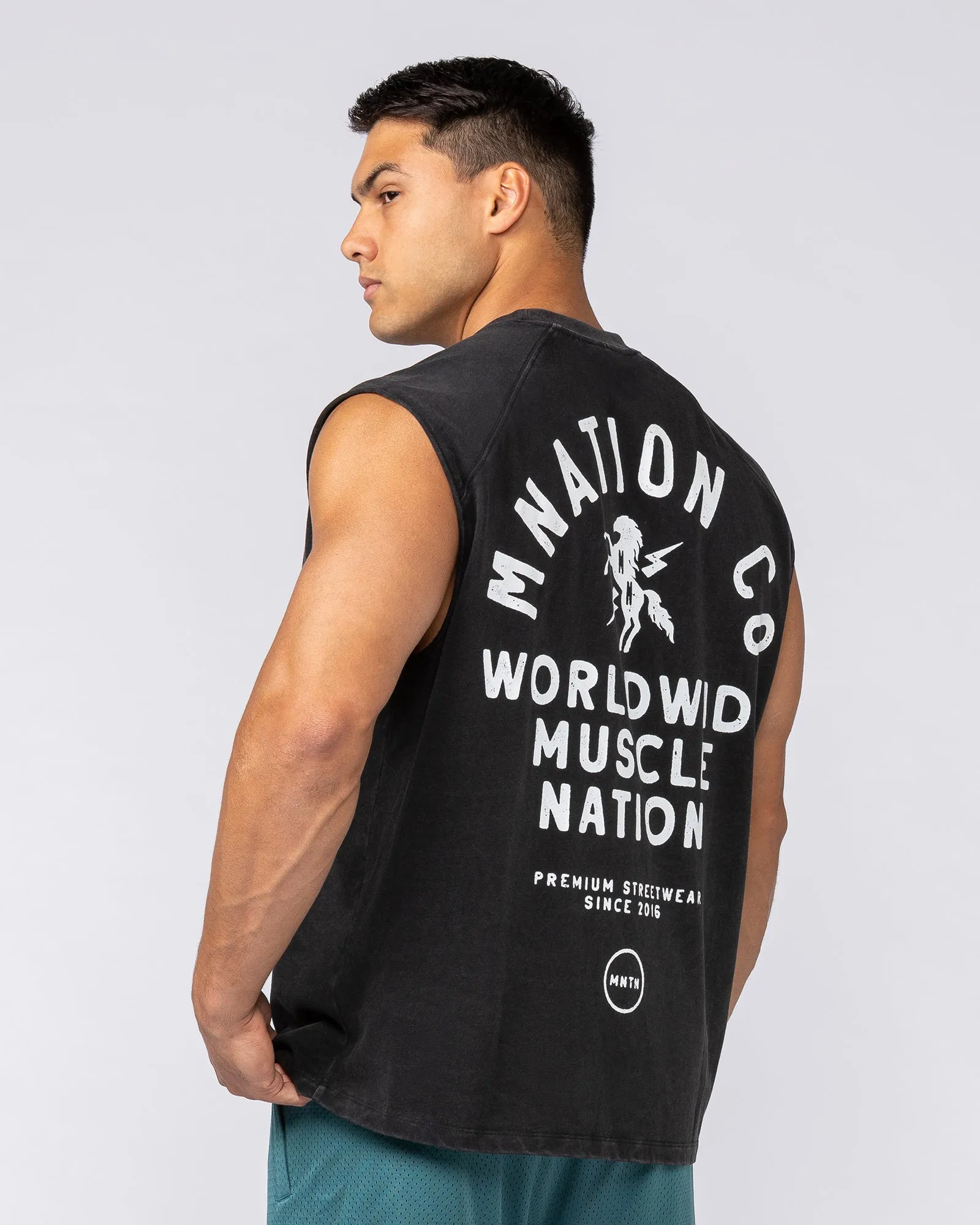 MNation Co Vintage Boxy Muscle Tank - Washed Black sold by Muscle Nation product image thumbnail 4