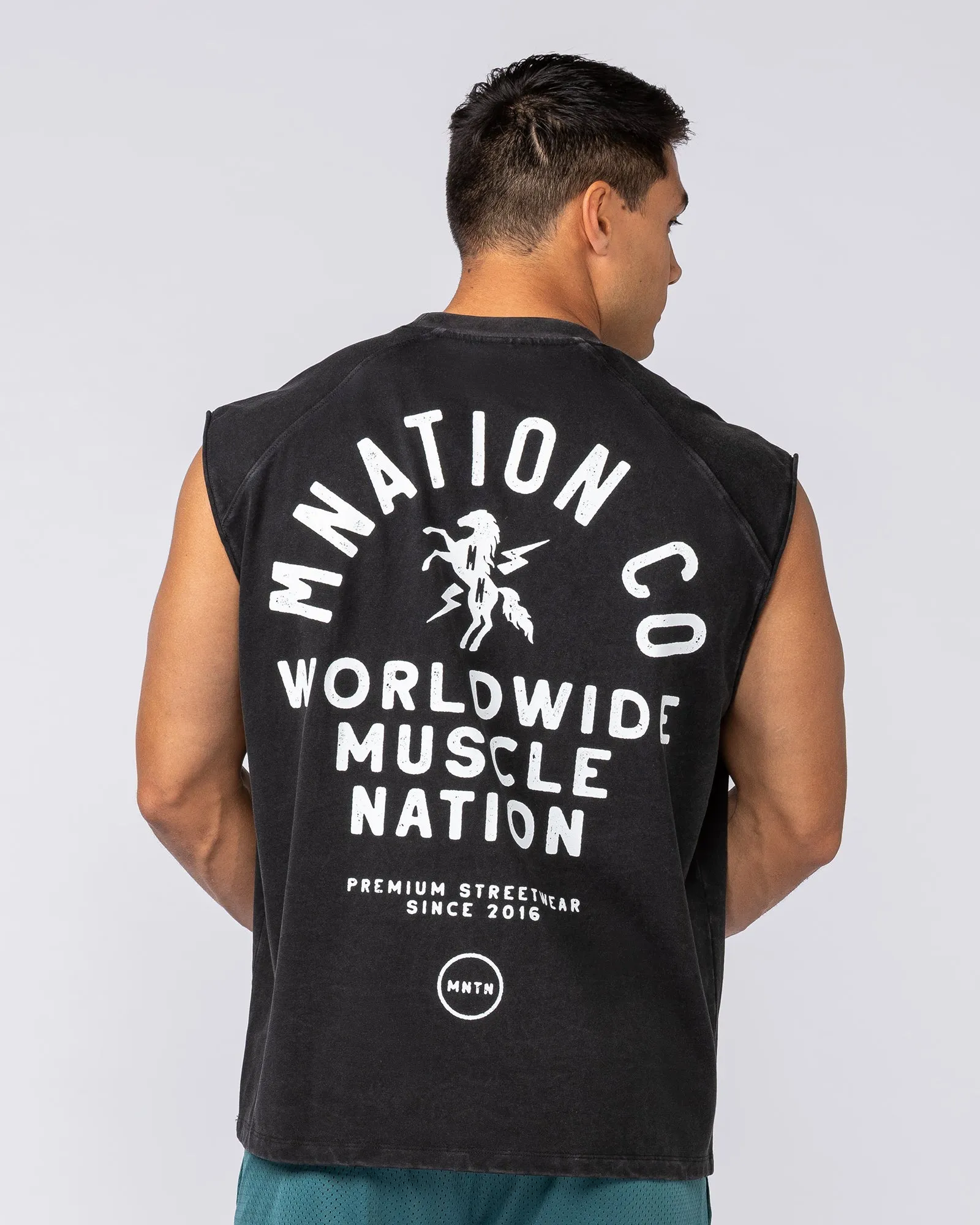 MNation Co Vintage Boxy Muscle Tank - Washed Black sold by Muscle Nation product image thumbnail 5
