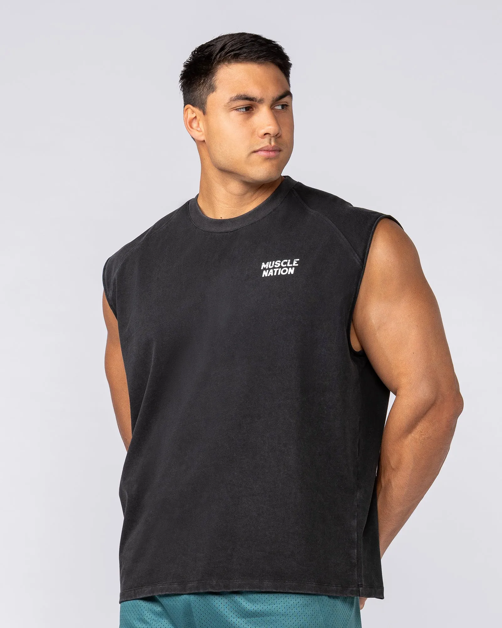 MNation Co Vintage Boxy Muscle Tank - Washed Black sold by Muscle Nation product image thumbnail 3