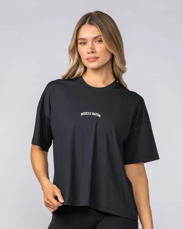 Rib Boxy Training Tee - Black sold by Muscle Nation