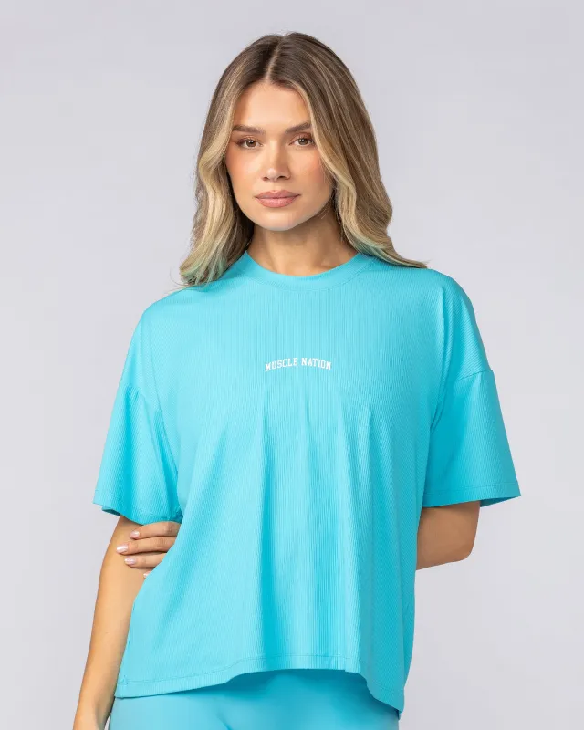Rib Boxy Training Tee - Oasis Blue sold by Muscle Nation