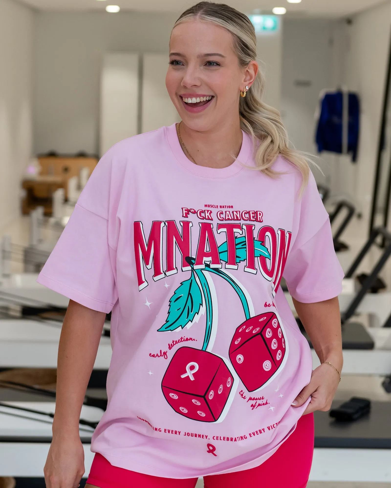 The Power Of Pink Oversized Tee - Shell Pink sold by Muscle Nation